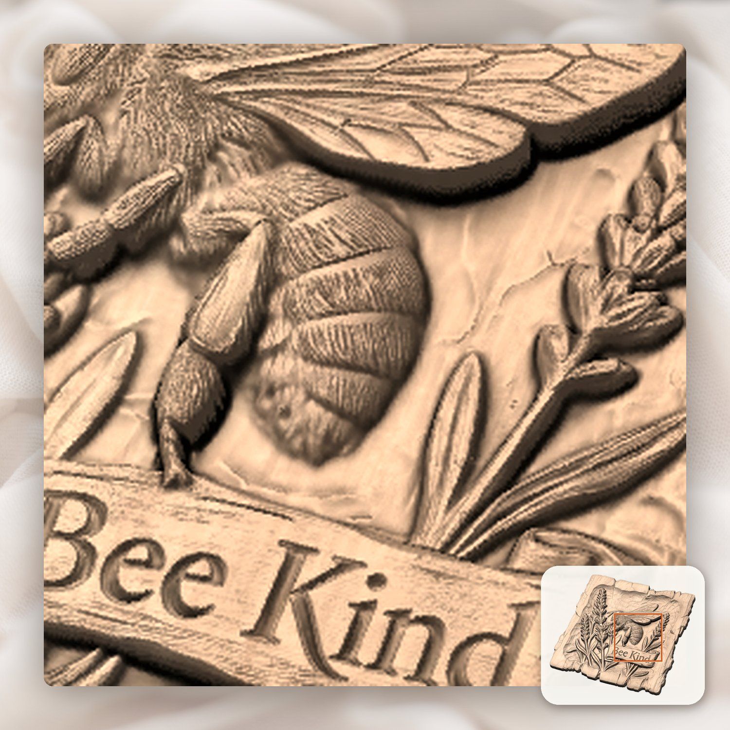 Honey Bee Lavender Garden CNC Relief STL bas-relief STL — view 10