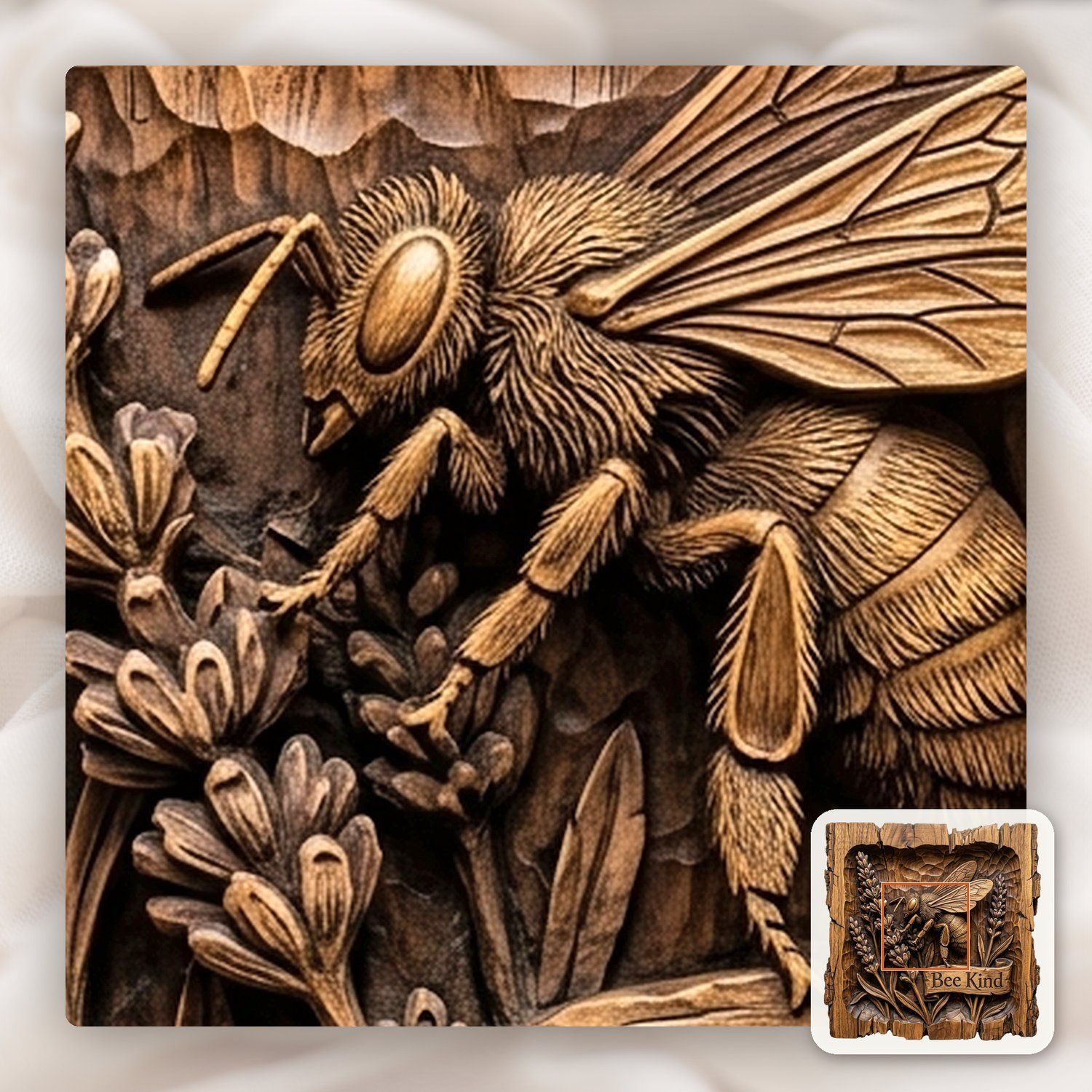 Honey Bee Lavender Garden CNC Relief STL bas-relief STL — view 11