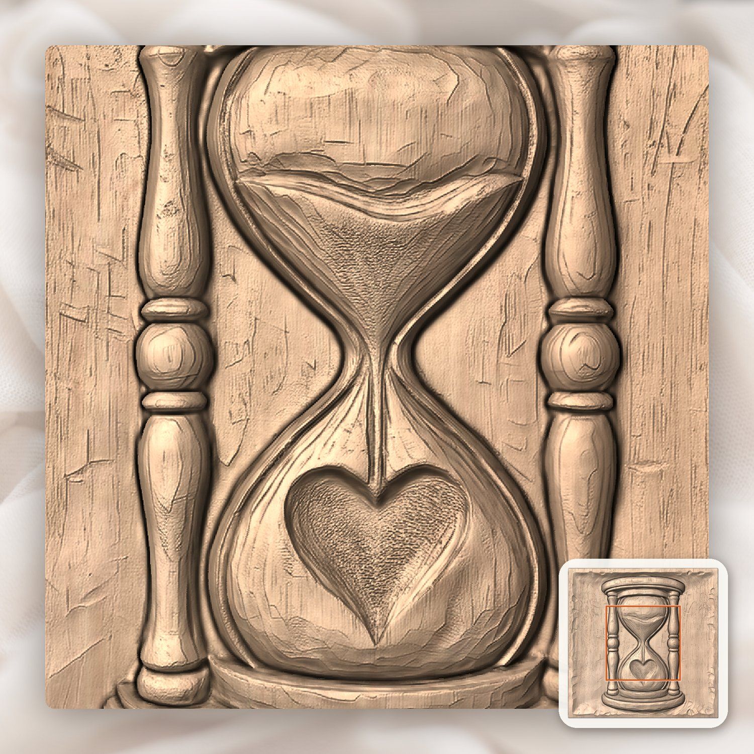 Hourglass Heart Eternal Love CNC Relief STL bas-relief STL — view 6