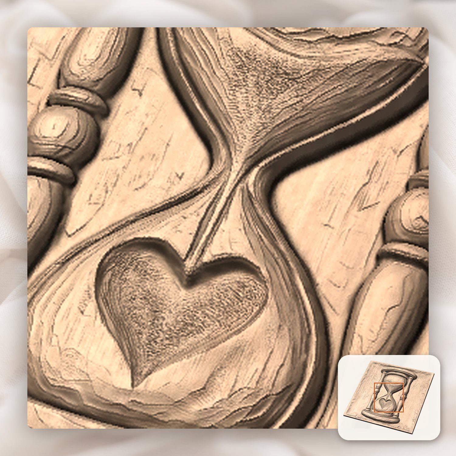 Hourglass Heart Eternal Love CNC Relief STL bas-relief STL — view 9