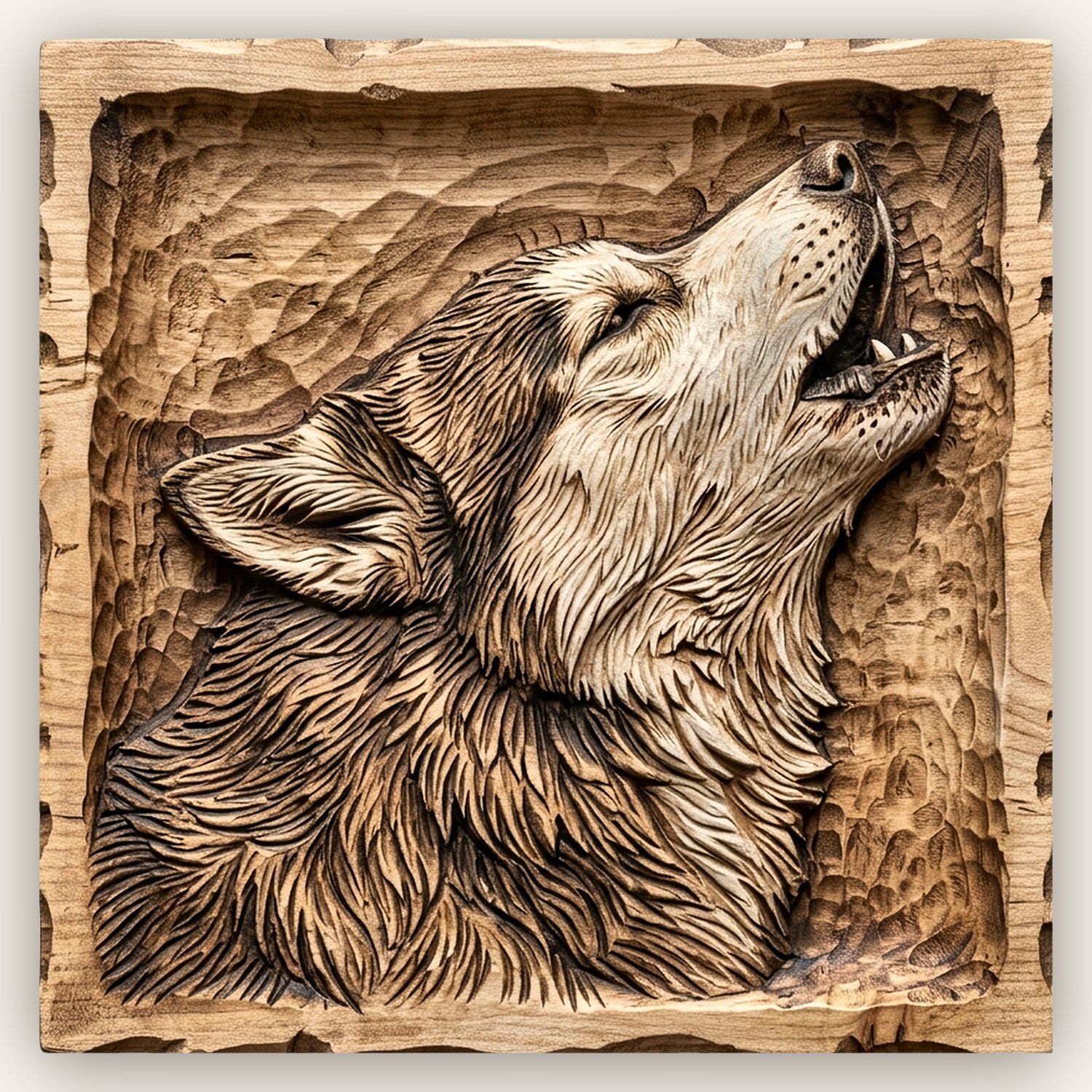 Howling Siberian Husky Dog Portrait CNC Relief STL bas-relief STL design