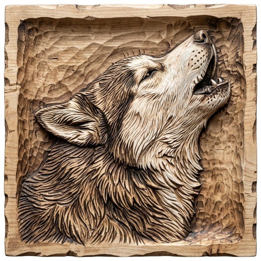Howling Siberian Husky Dog Portrait CNC Relief STL bas-relief STL — view 4