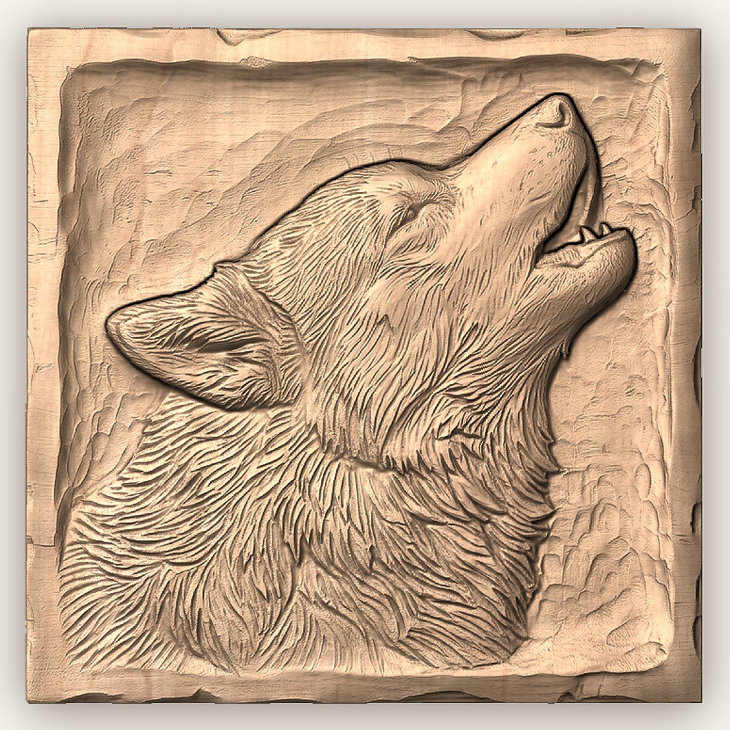 Howling Siberian Husky Dog Portrait CNC Relief STL bas-relief STL — view 5