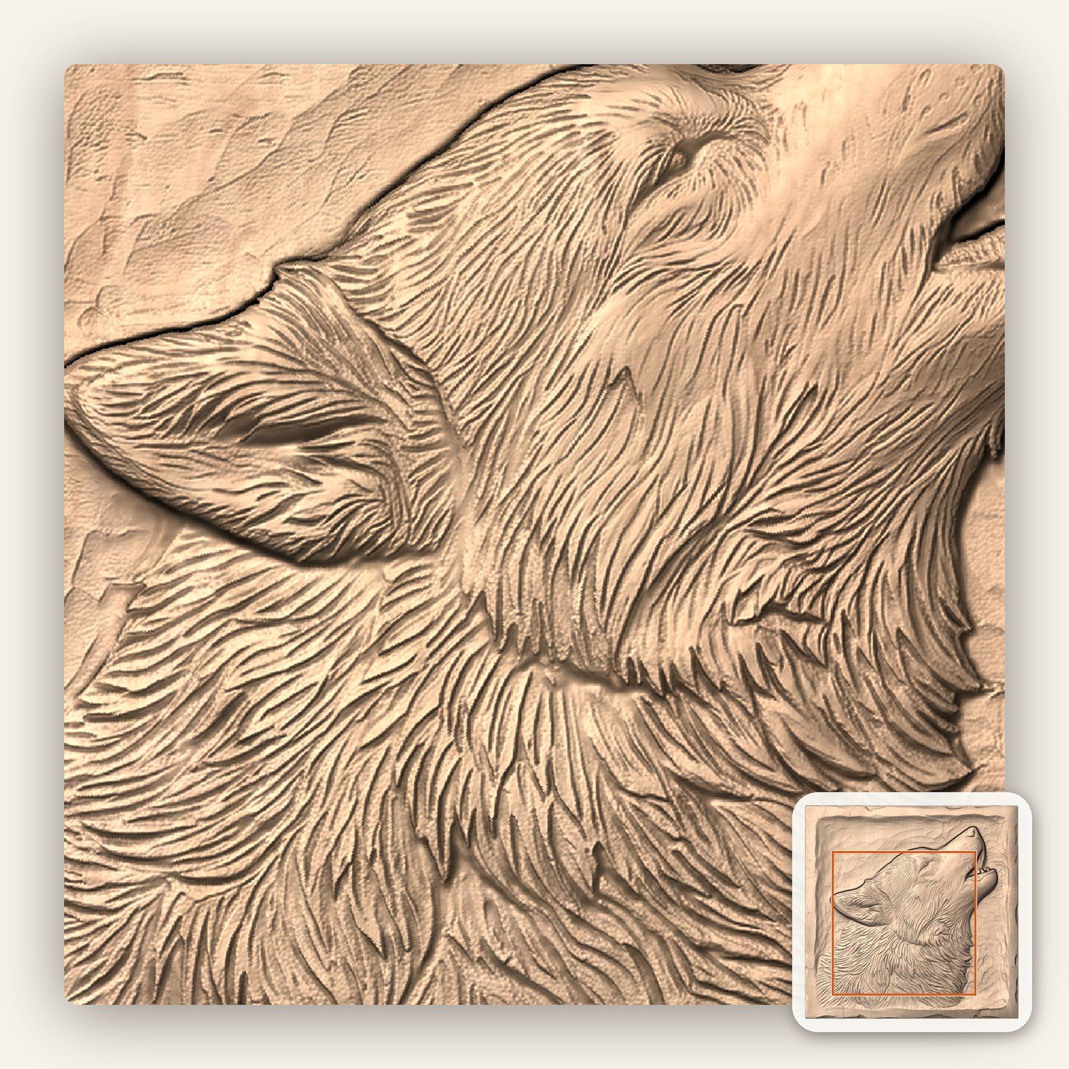 Howling Siberian Husky Dog Portrait CNC Relief STL bas-relief STL — view 7