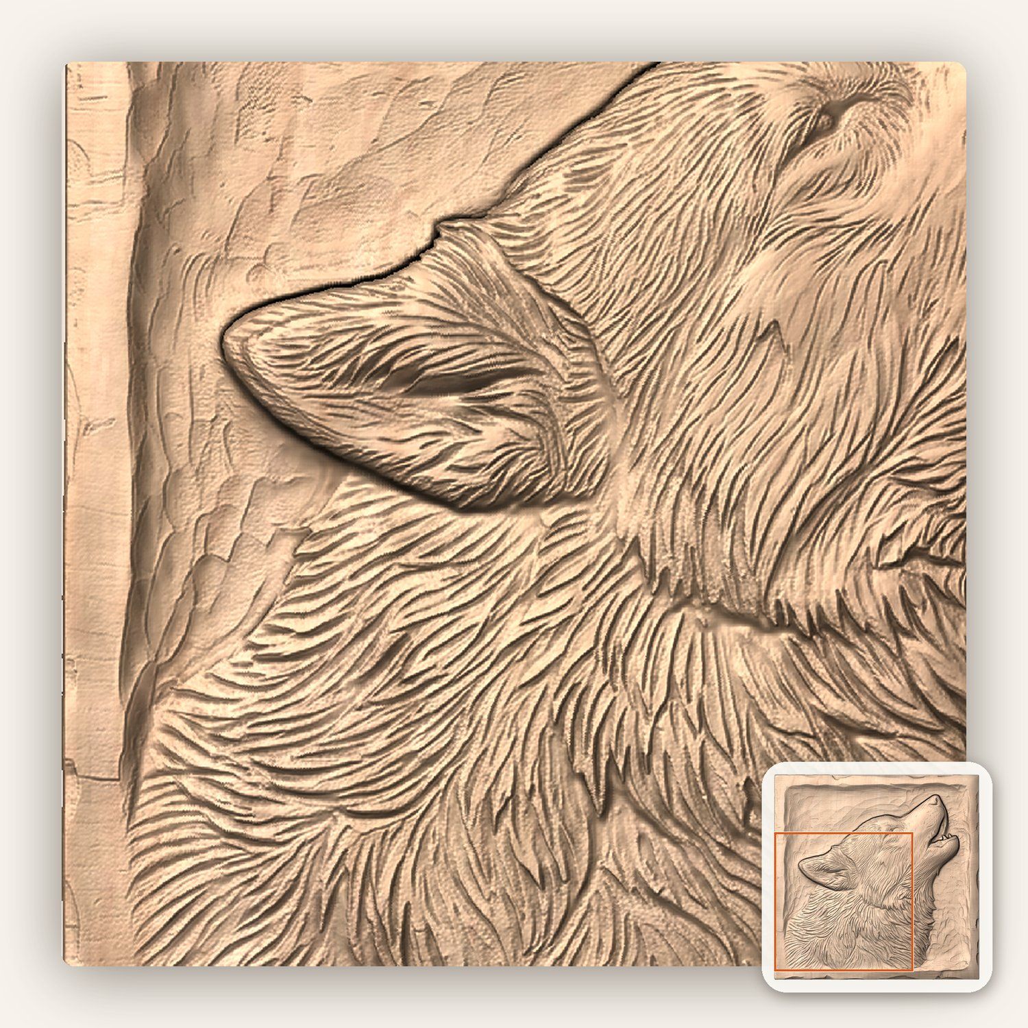 Howling Siberian Husky Dog Portrait CNC Relief STL bas-relief STL — view 8