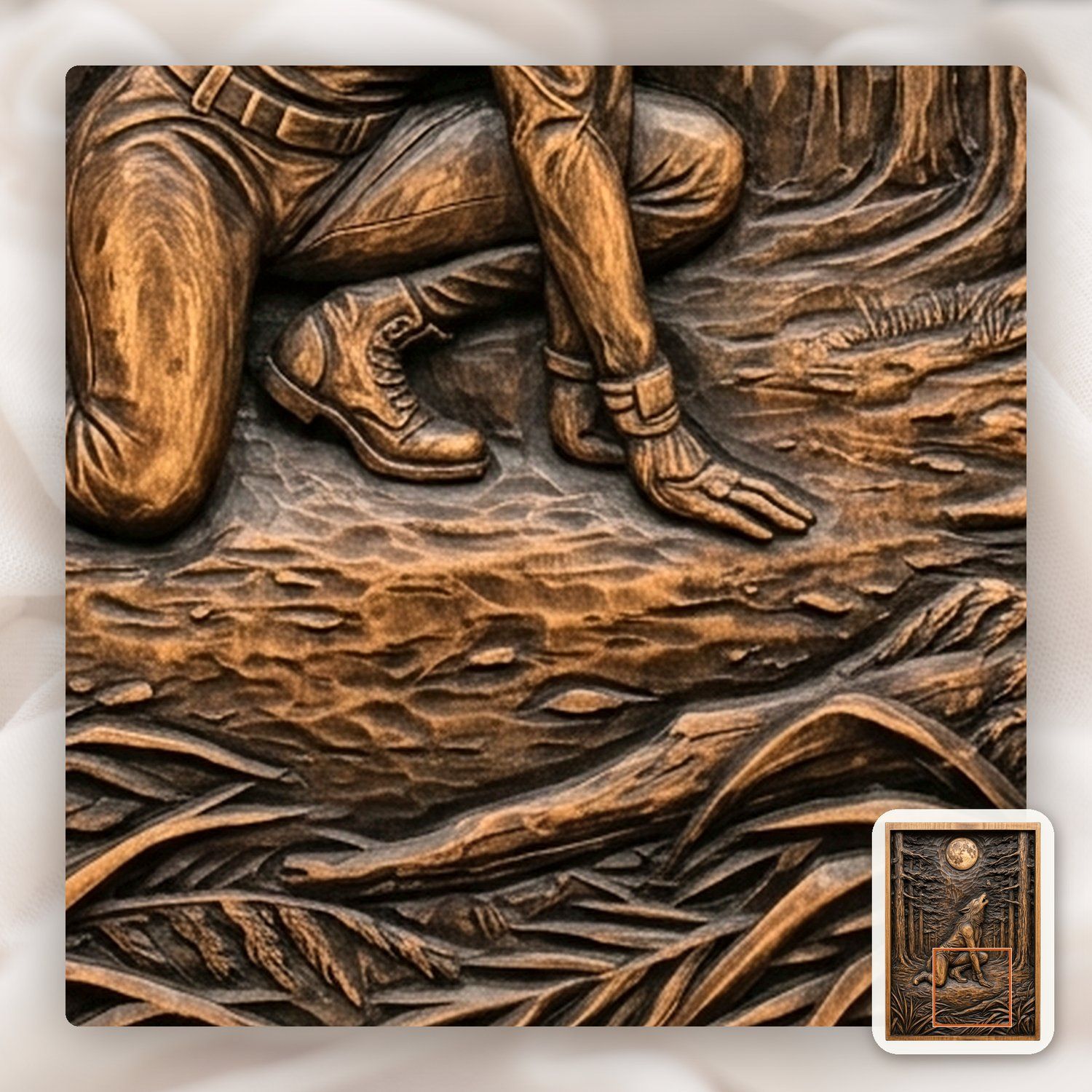 Howling Werewolf Forest Moon CNC Relief STL bas-relief STL — view 11