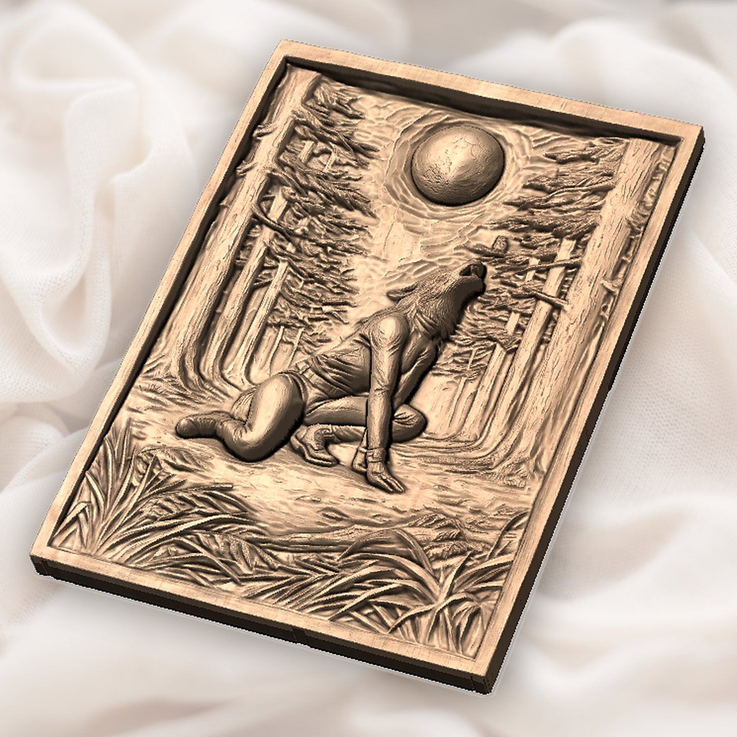 Howling Werewolf Forest Moon CNC Relief STL bas-relief STL — view 5