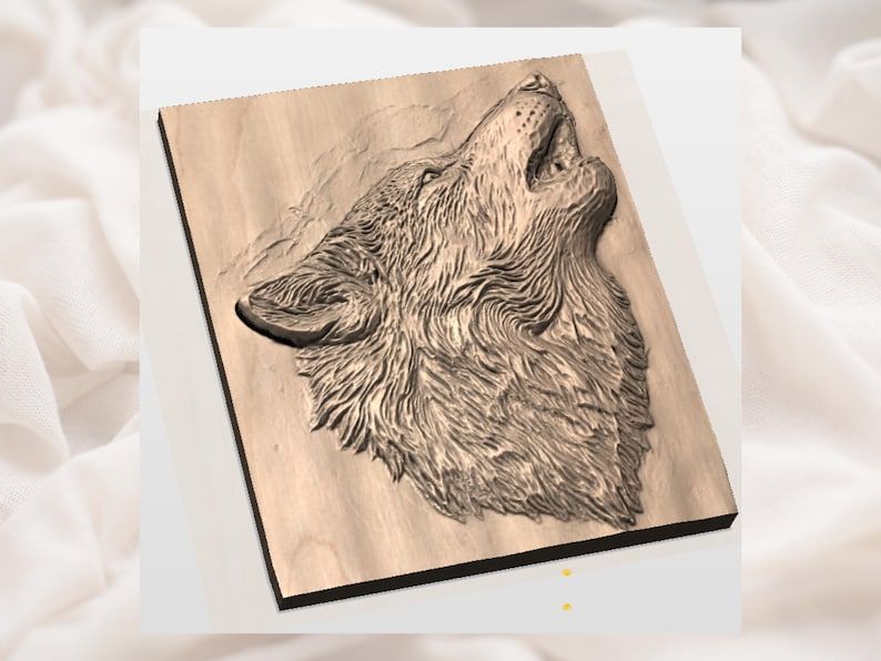 Howling Wolf Head Bas-Relief STL for CNC Carving bas-relief STL — view 2