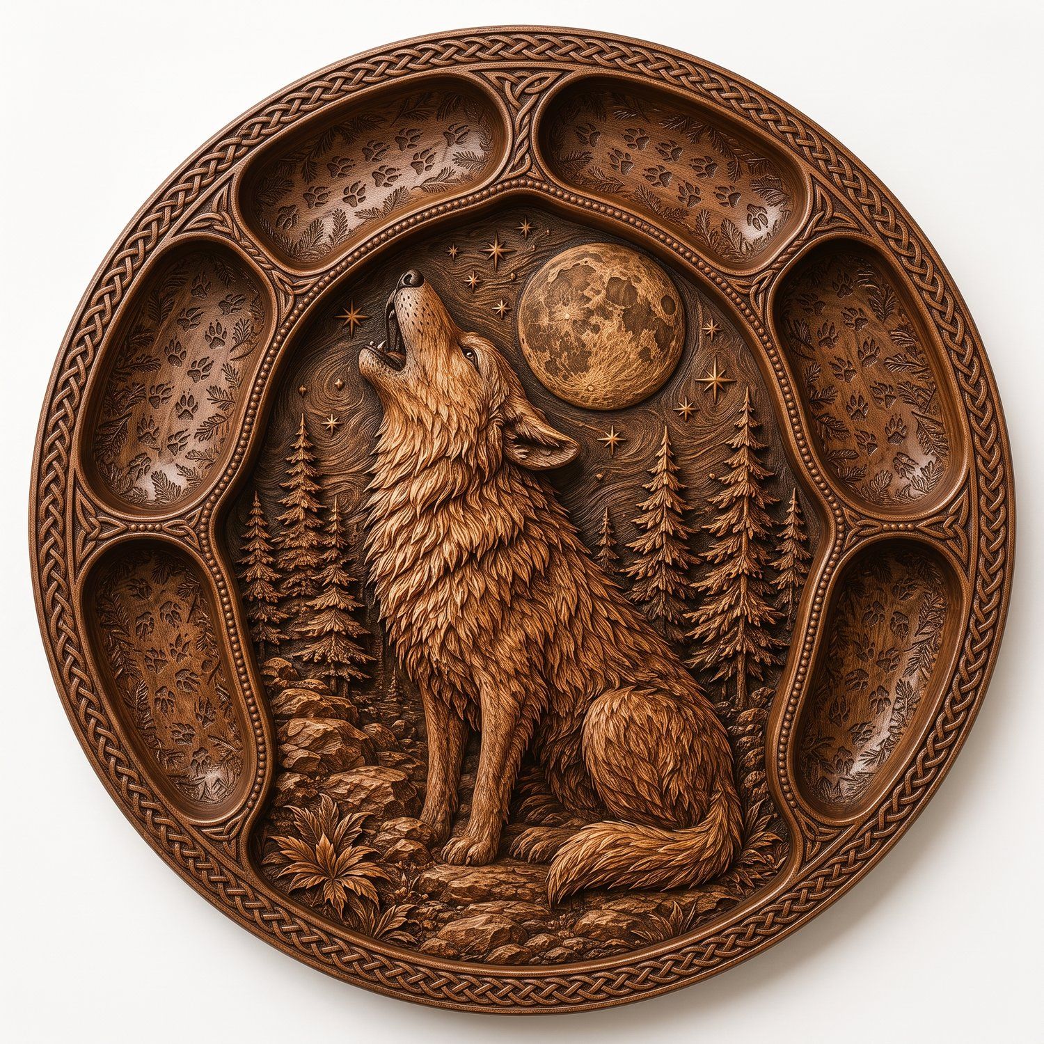 Howling Wolf Forest Moon Scene CNC Relief STL bas-relief STL — view 6
