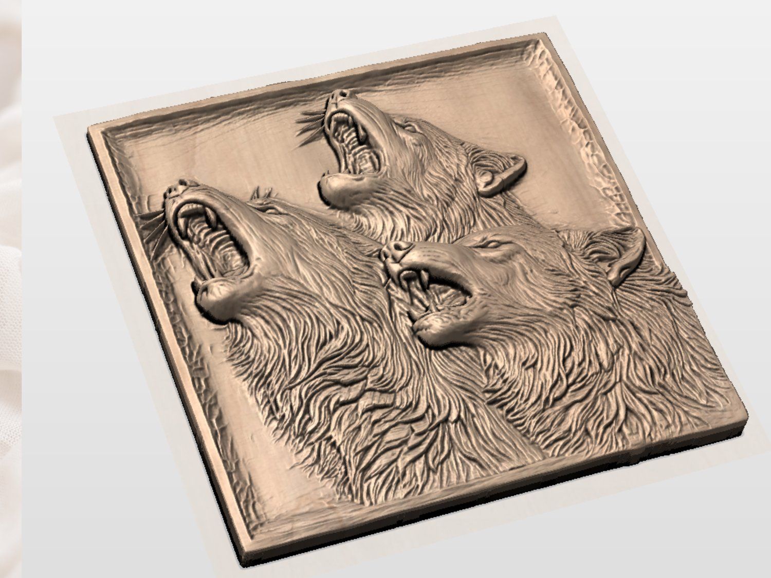 Howling Wolf Pack Wilderness Scene CNC Relief STL bas-relief STL — view 4