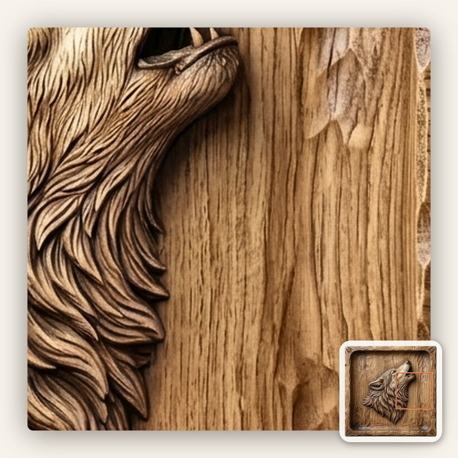 Howling Wolf Wilderness Tray CNC Relief STL bas-relief STL — view 10