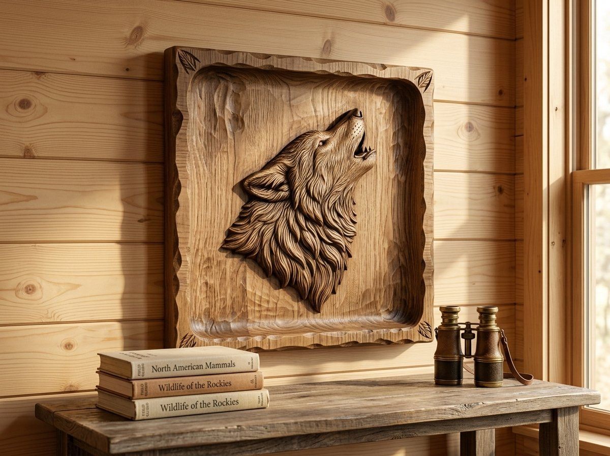 Howling Wolf Wilderness Tray CNC Relief STL bas-relief STL — view 13