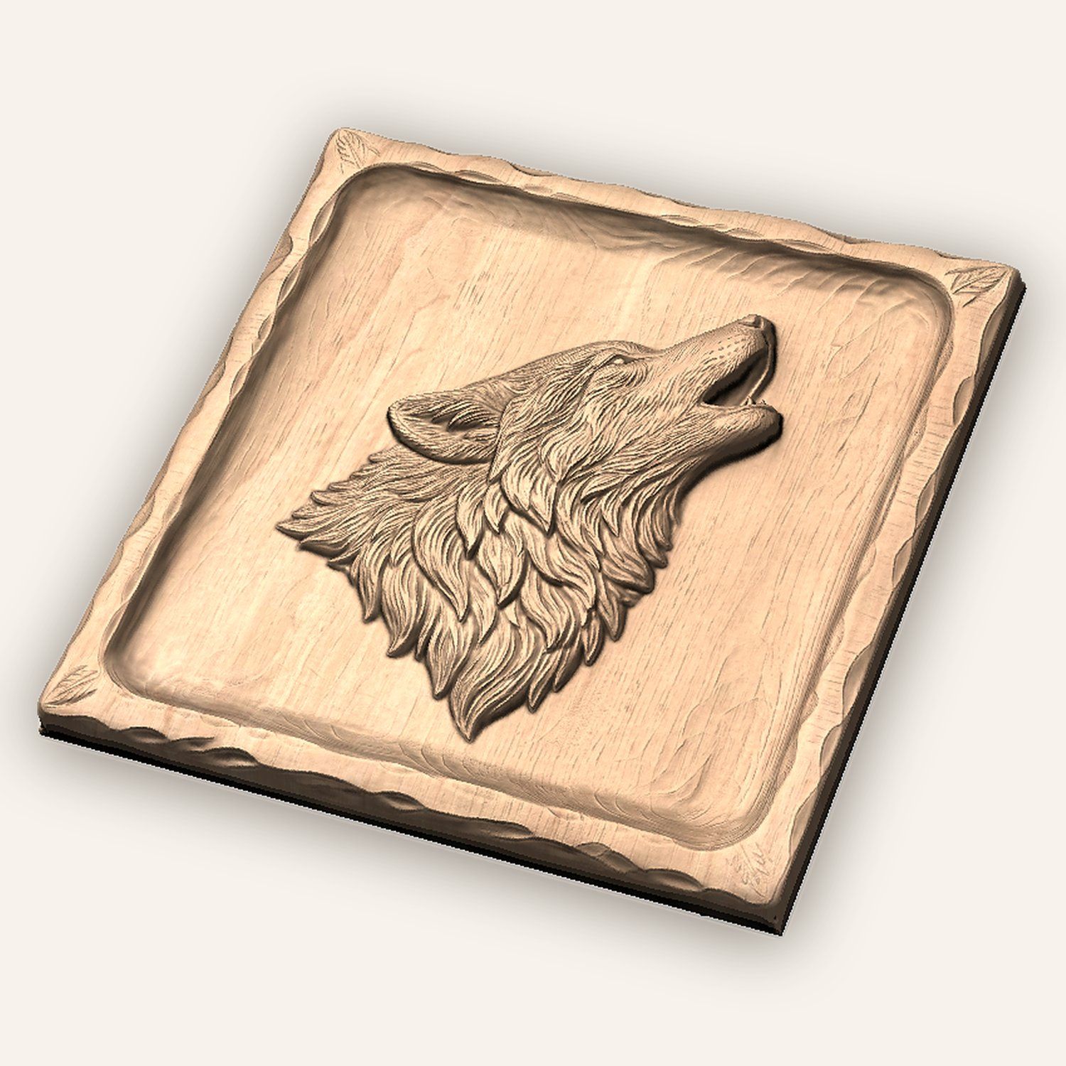 Howling Wolf Wilderness Tray CNC Relief STL bas-relief STL — view 4
