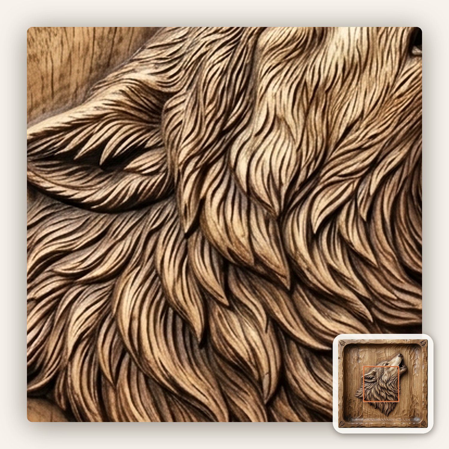 Howling Wolf Wilderness Tray CNC Relief STL bas-relief STL — view 9