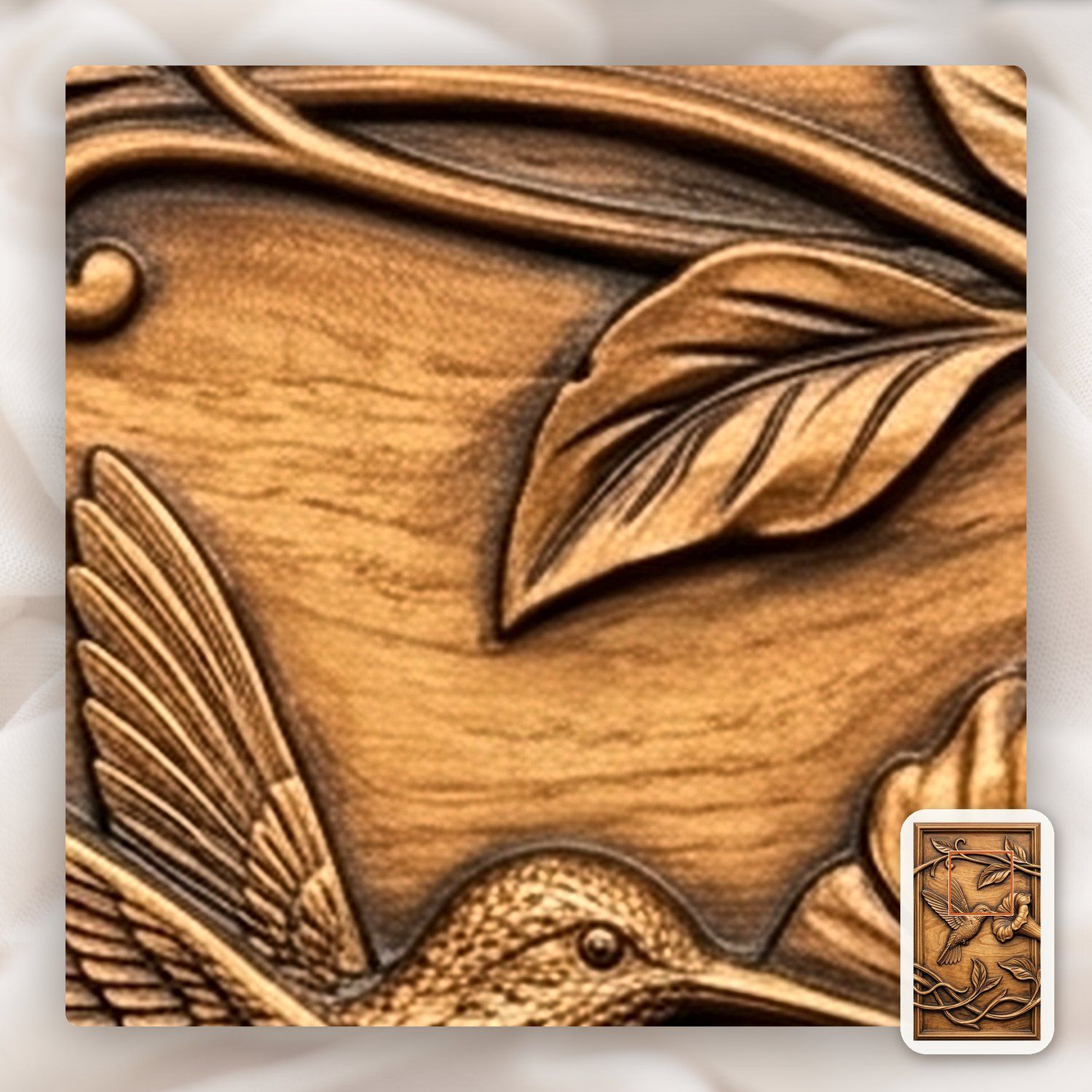 Hummingbird Garden 3 Stepped Vertical Decor Panels CNC Relief STL bas-relief STL — view 10