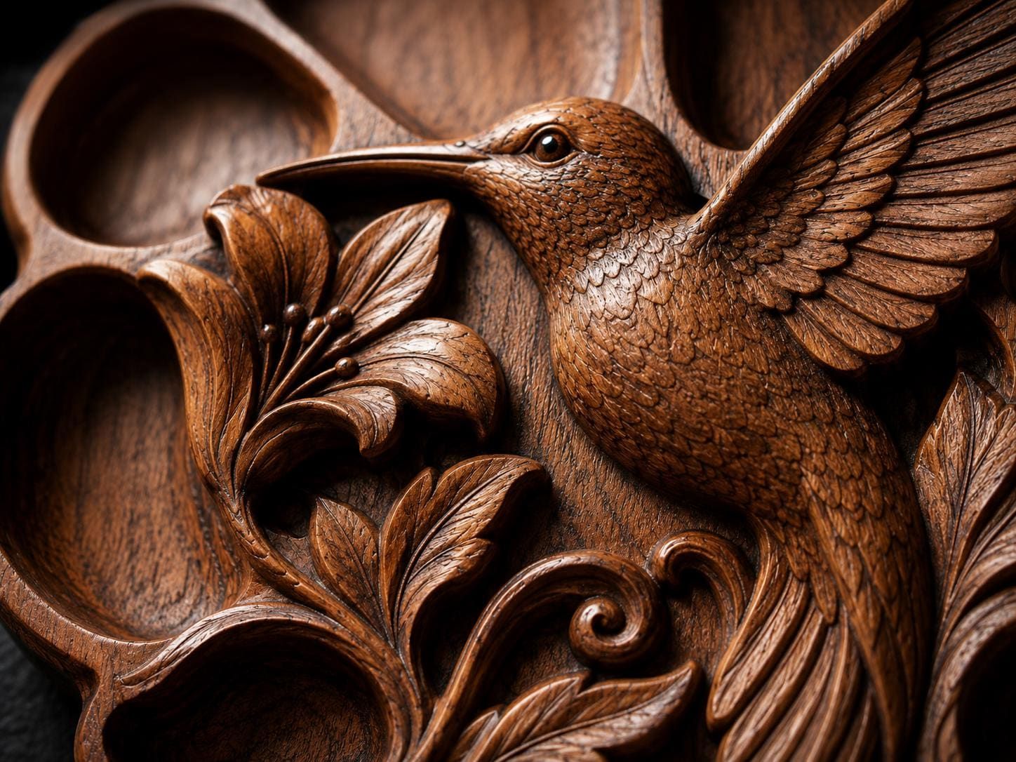Hummingbird Serving Tray STL File for CNC Router bas-relief STL — view 4