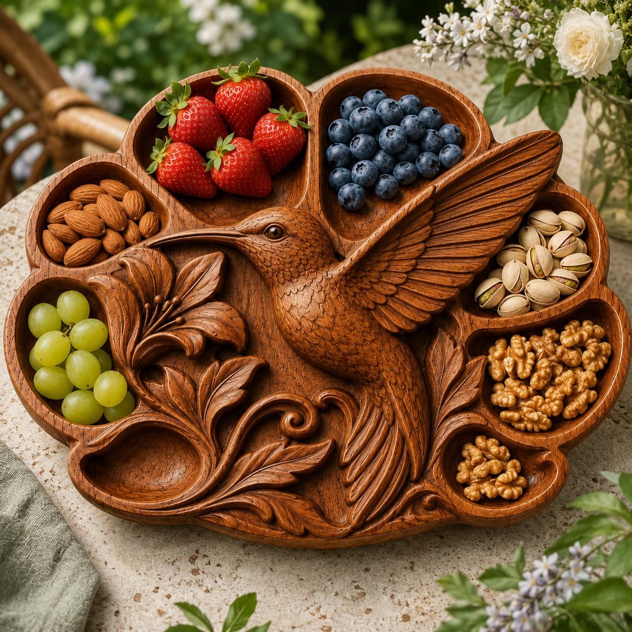 Hummingbird Serving Tray STL File for CNC Router bas-relief STL — view 5