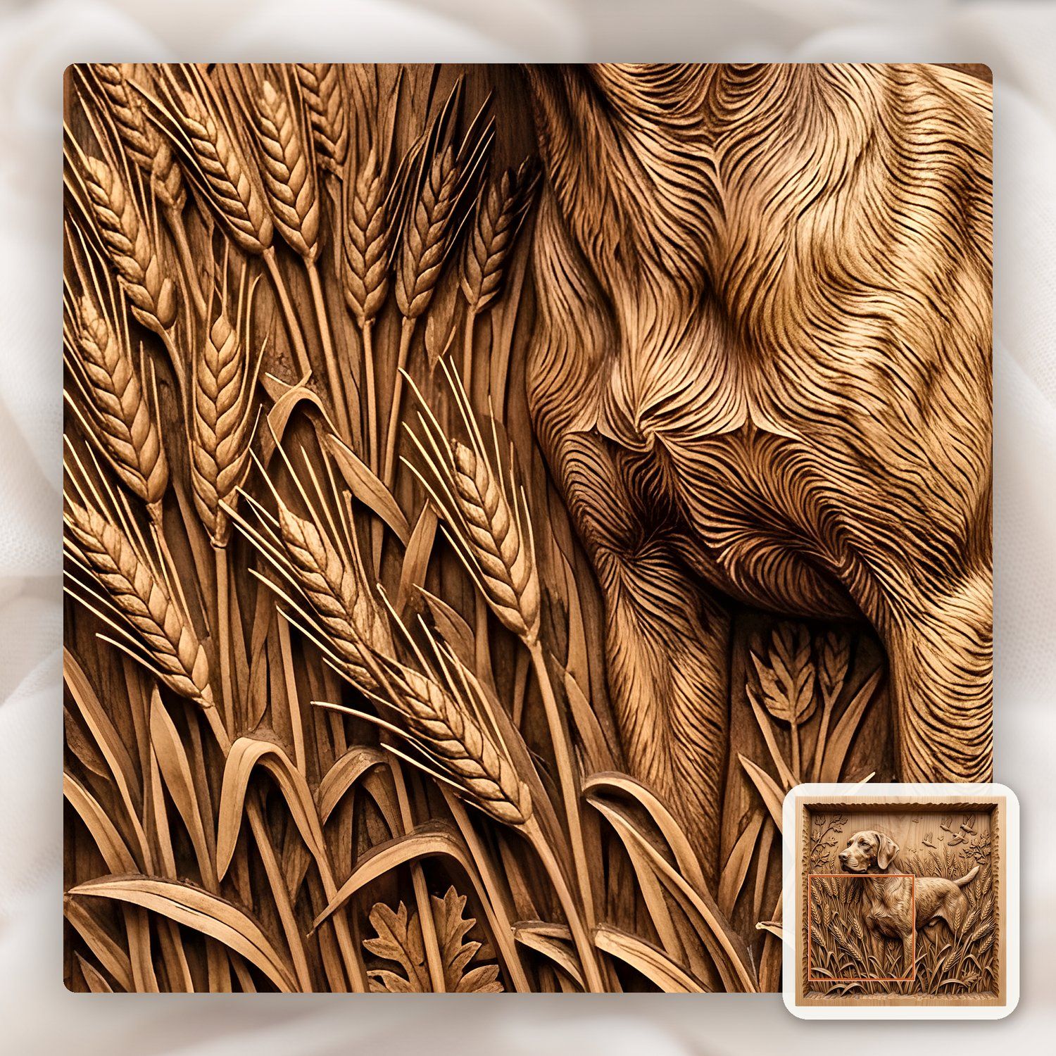 Hunting Dog in Wheat Field CNC Relief STL bas-relief STL — view 9