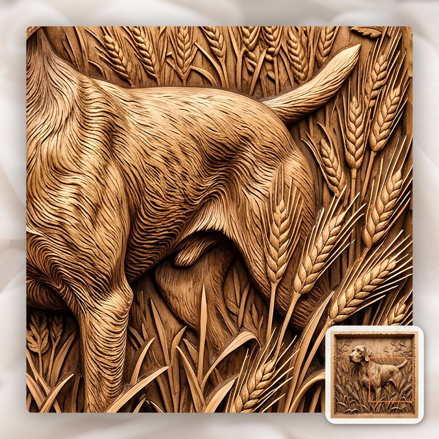 Hunting Dog in Wheat Field CNC Relief STL bas-relief STL — view 10