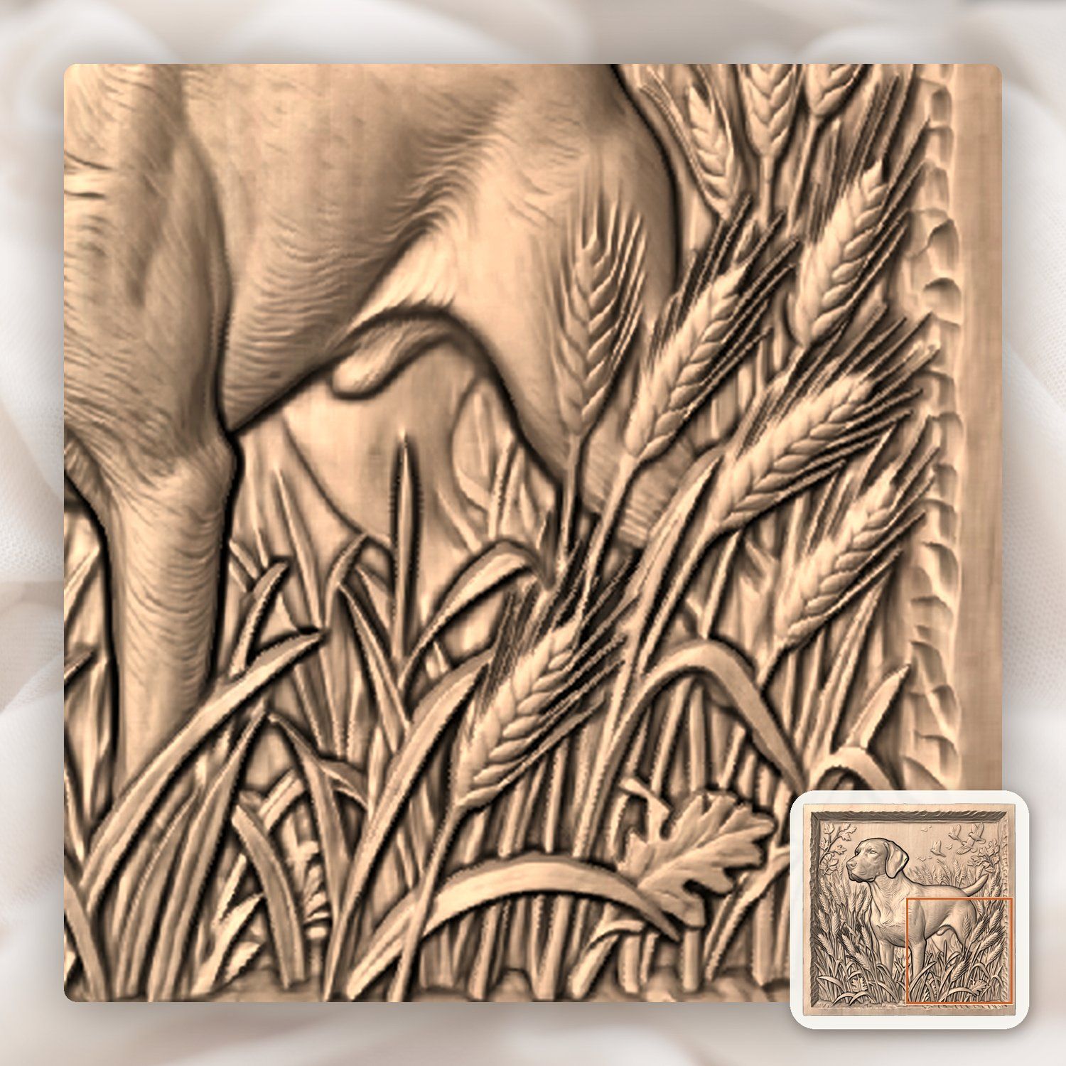 Hunting Dog in Wheat Field CNC Relief STL bas-relief STL — view 6