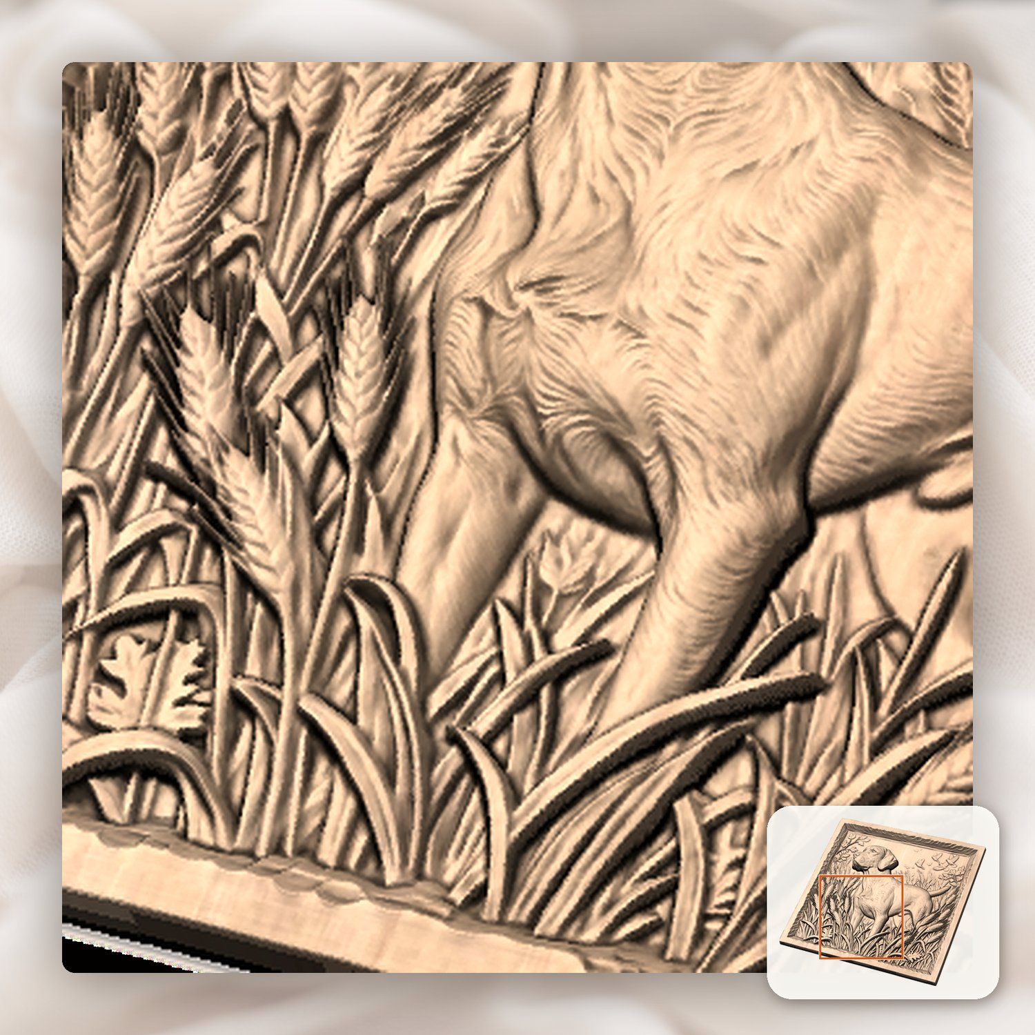 Hunting Dog in Wheat Field CNC Relief STL bas-relief STL — view 7