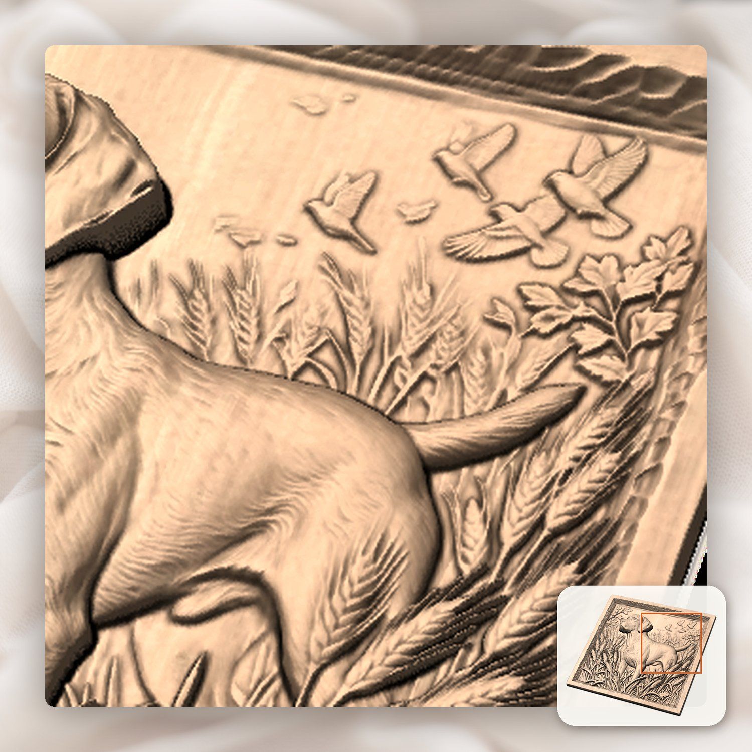 Hunting Dog in Wheat Field CNC Relief STL bas-relief STL — view 8