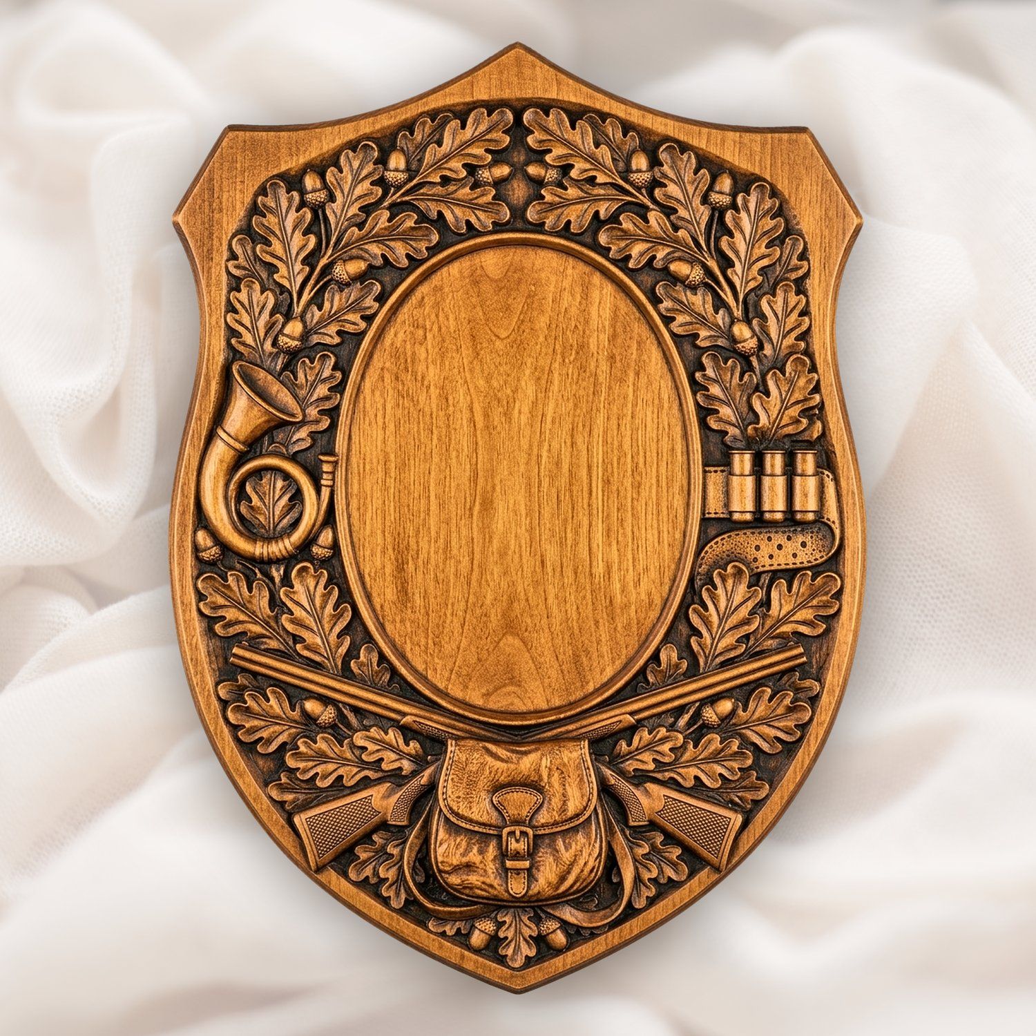 Hunting Gear Oak Leaf Trophy Shield CNC Relief STL bas-relief STL design