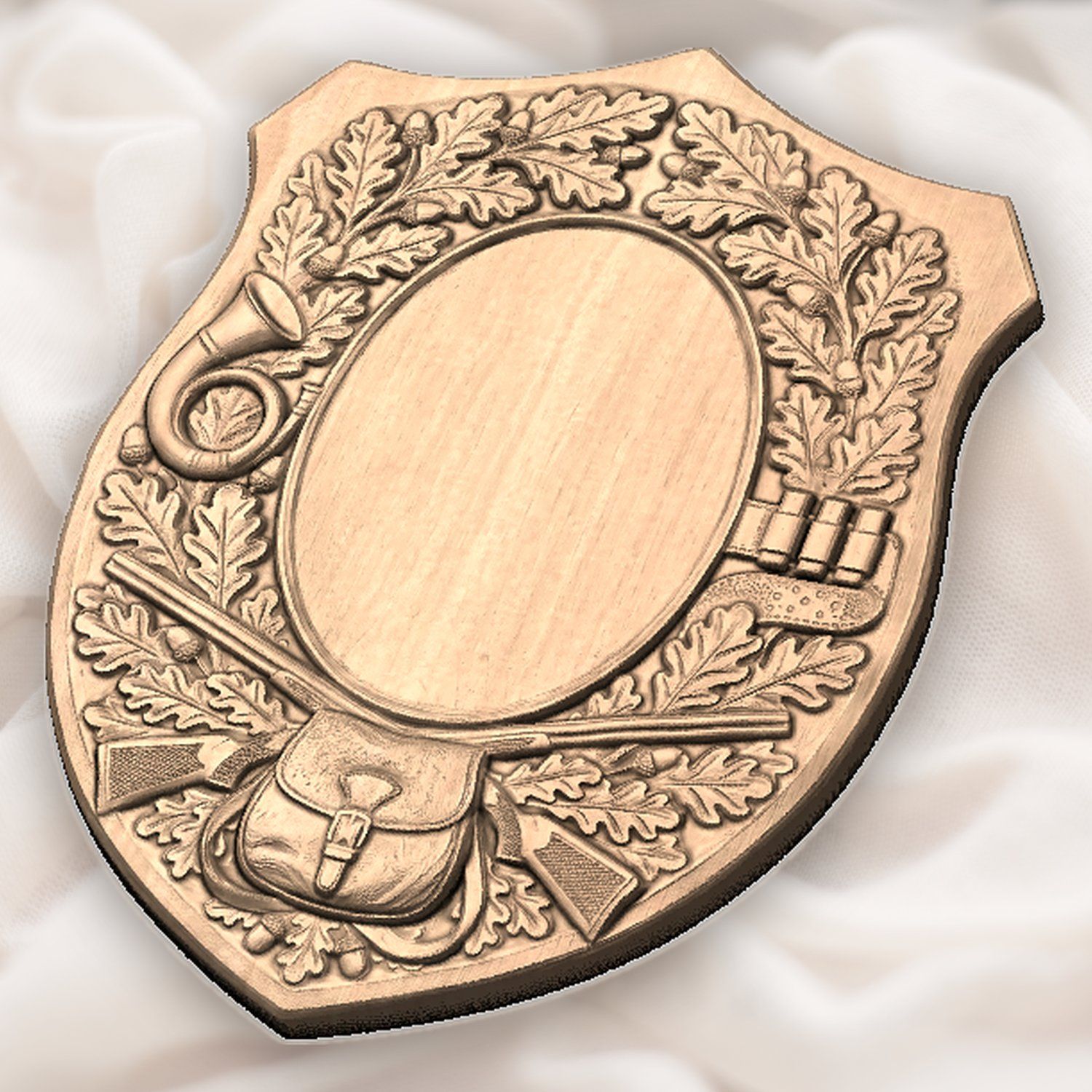Hunting Gear Oak Leaf Trophy Shield CNC Relief STL bas-relief STL — view 5