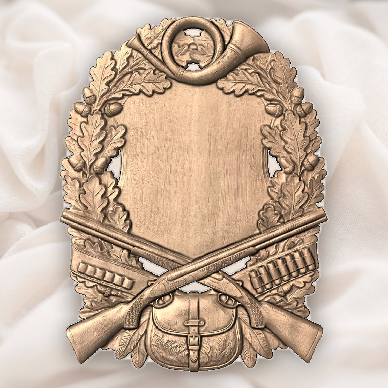 Hunting Horn Shotgun Trophy Shield Full Hunt CNC Relief STL bas-relief STL — view 4