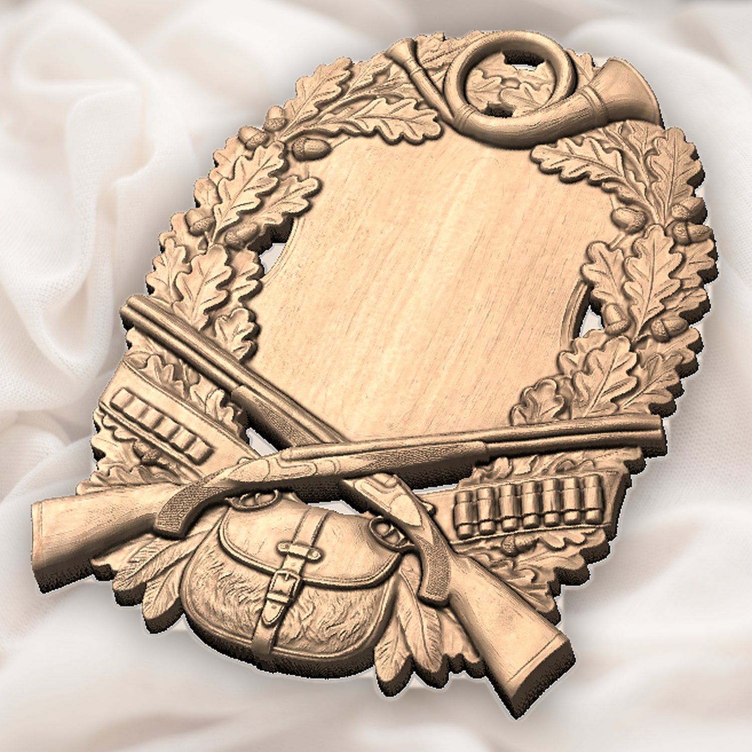 Hunting Horn Shotgun Trophy Shield Full Hunt CNC Relief STL bas-relief STL — view 5