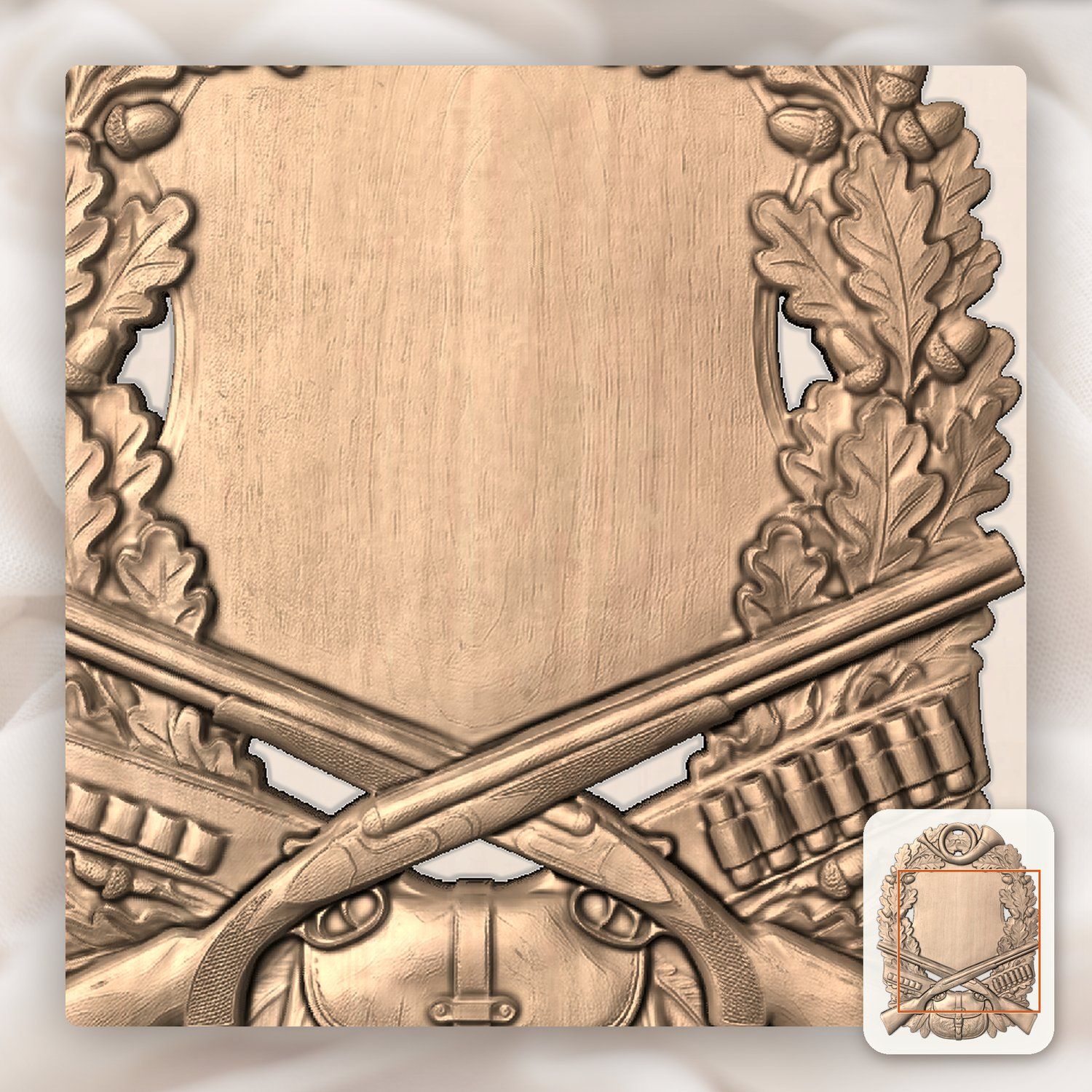 Hunting Horn Shotgun Trophy Shield Full Hunt CNC Relief STL bas-relief STL — view 7