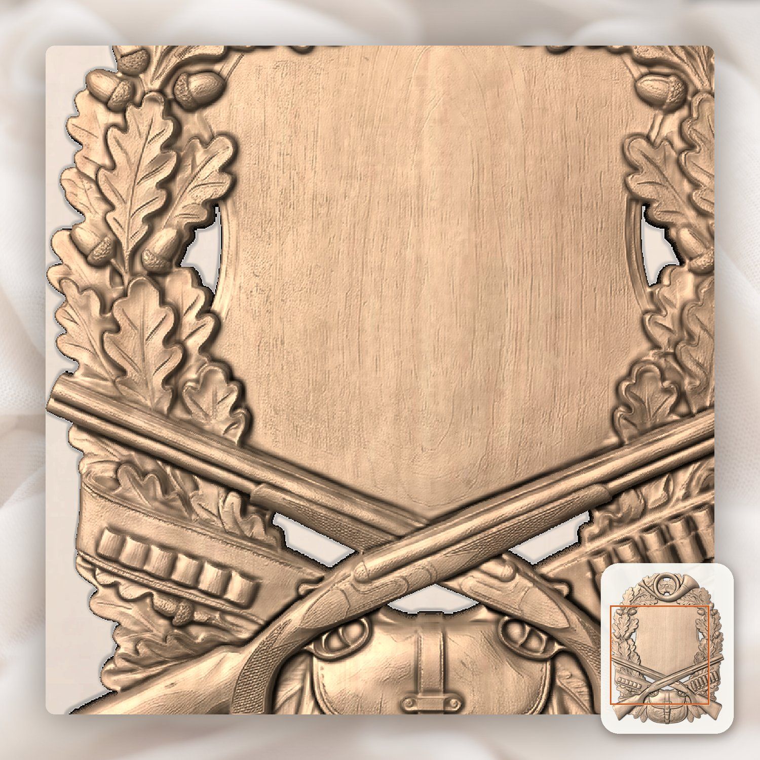 Hunting Horn Shotgun Trophy Shield Full Hunt CNC Relief STL bas-relief STL — view 8