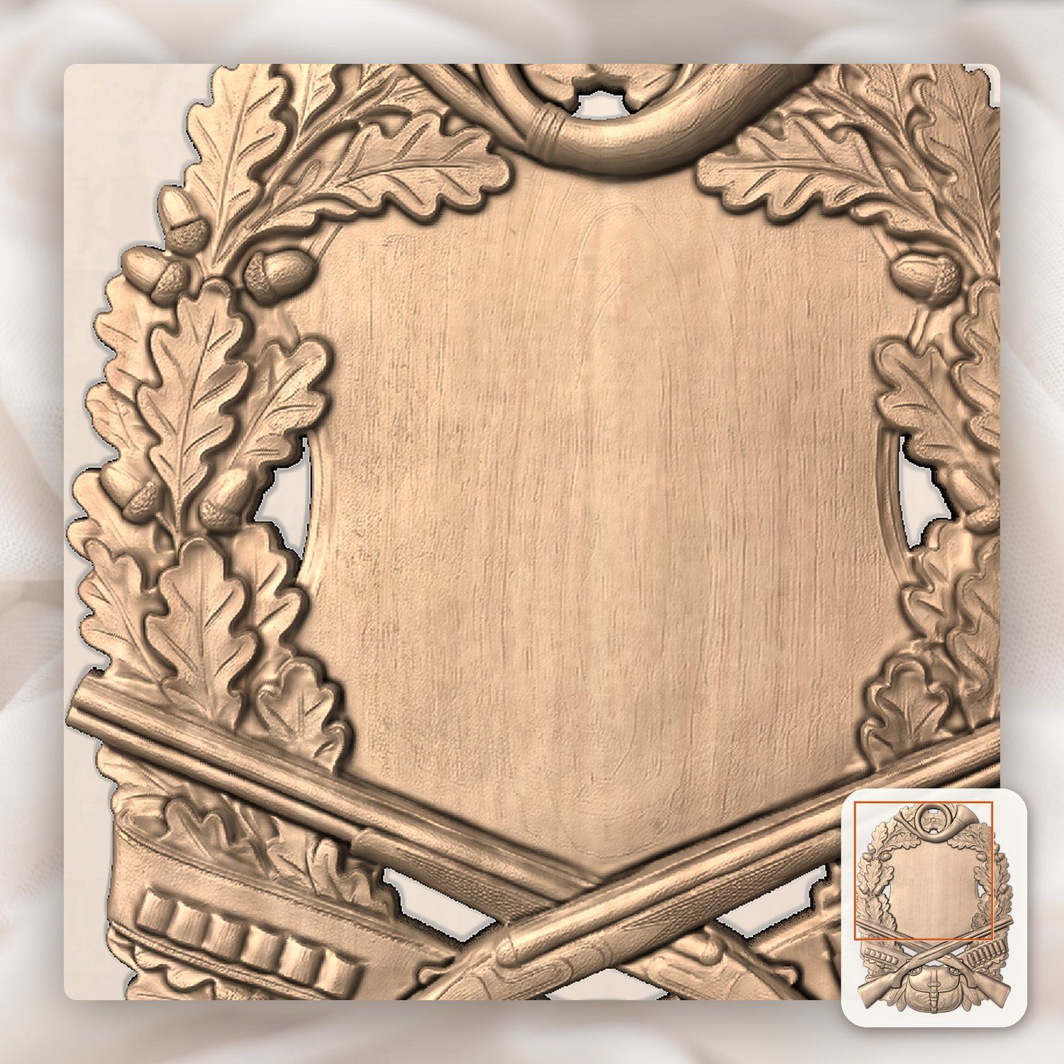 Hunting Horn Shotgun Trophy Shield Full Hunt CNC Relief STL bas-relief STL — view 9