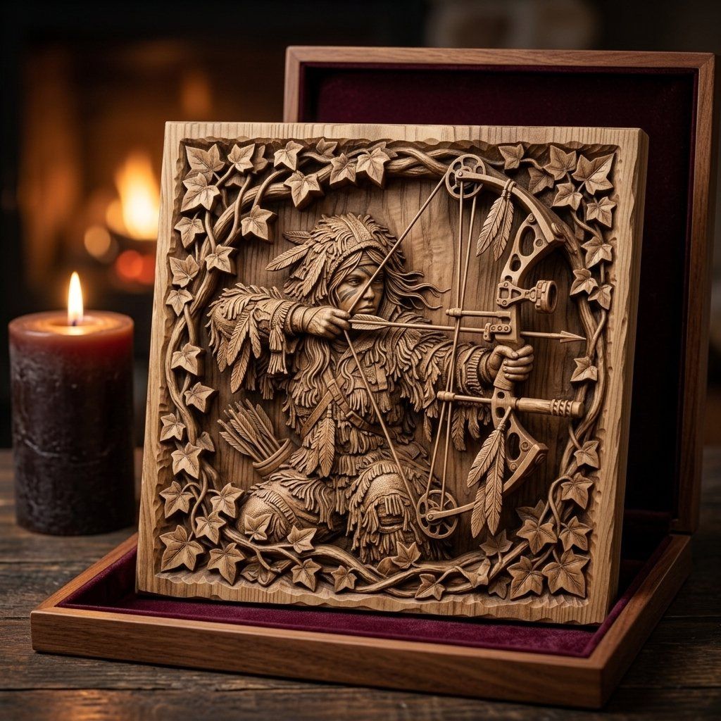 Huntress Archer Wall Art Panel bas-relief STL — view 6