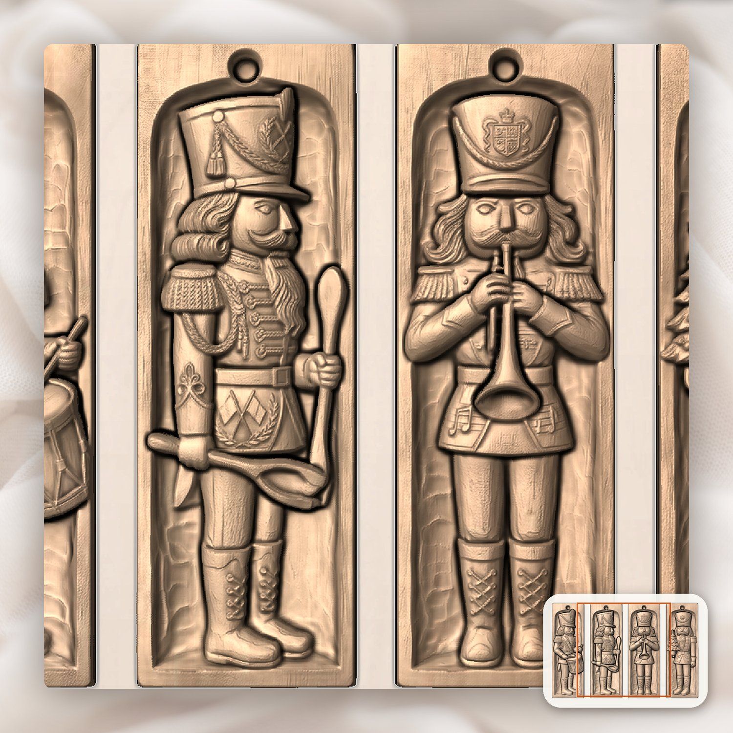 Hussar Nutcracker Soldier Ornaments CNC Relief STL bas-relief STL — view 6