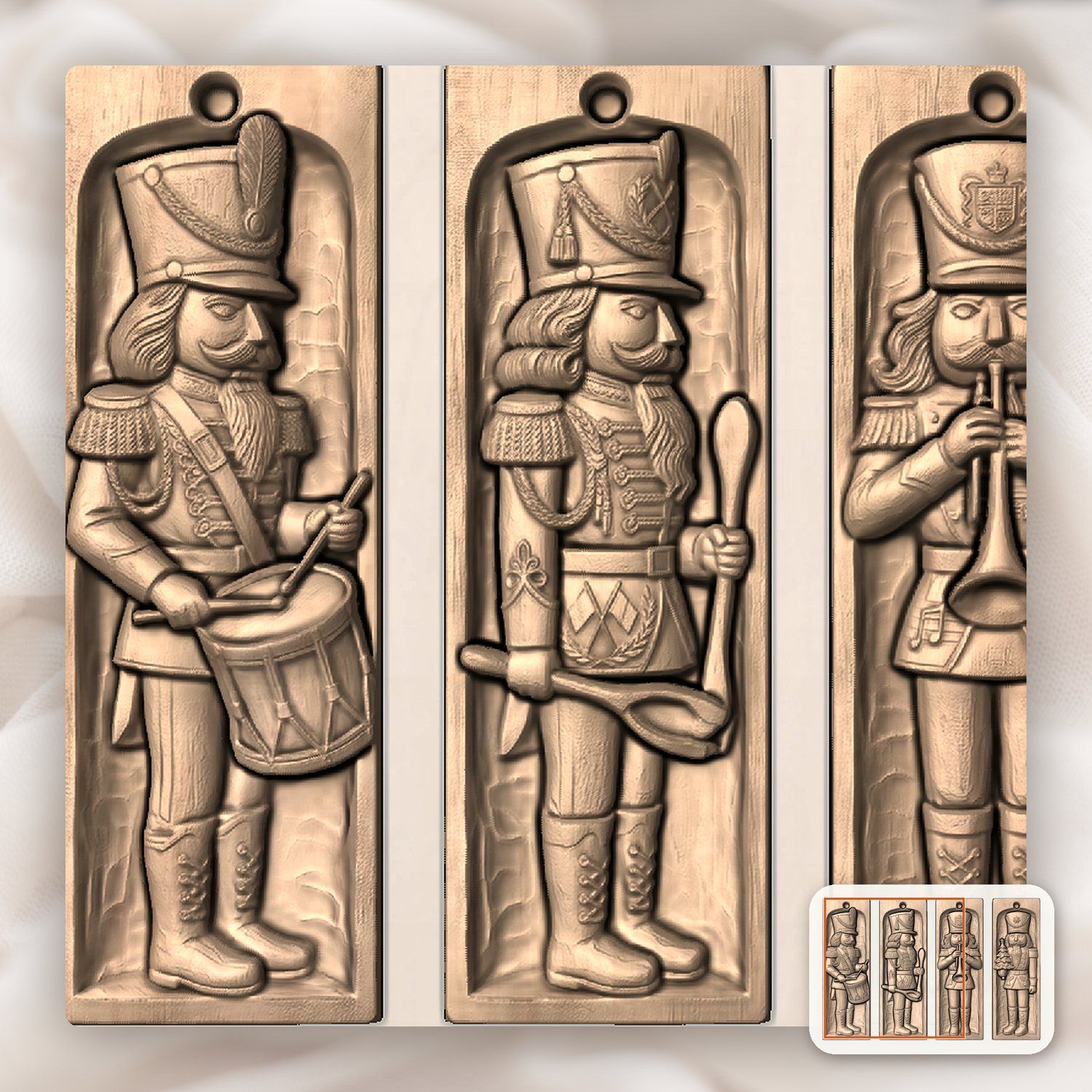 Hussar Nutcracker Soldier Ornaments CNC Relief STL bas-relief STL — view 7