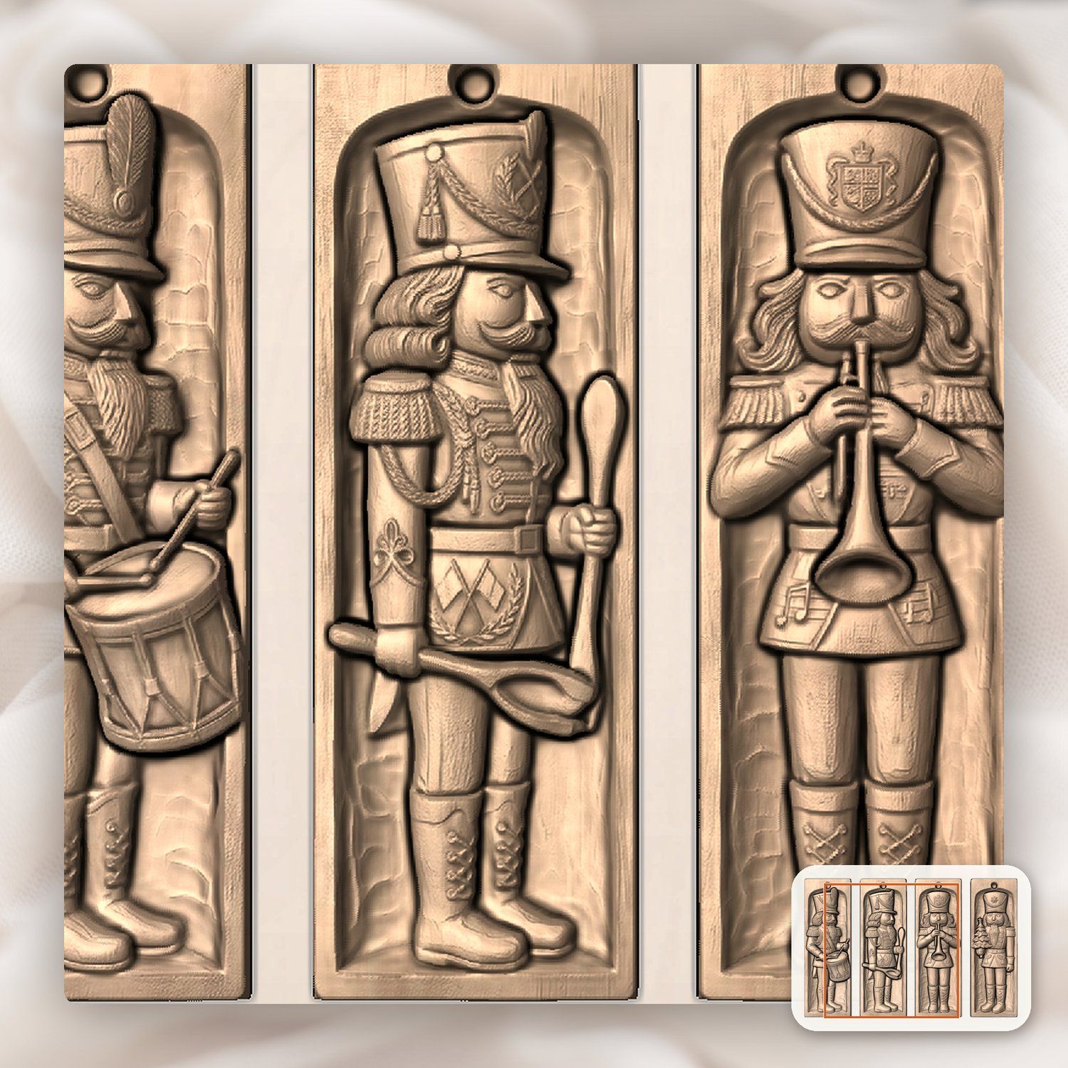 Hussar Nutcracker Soldier Ornaments CNC Relief STL bas-relief STL — view 9