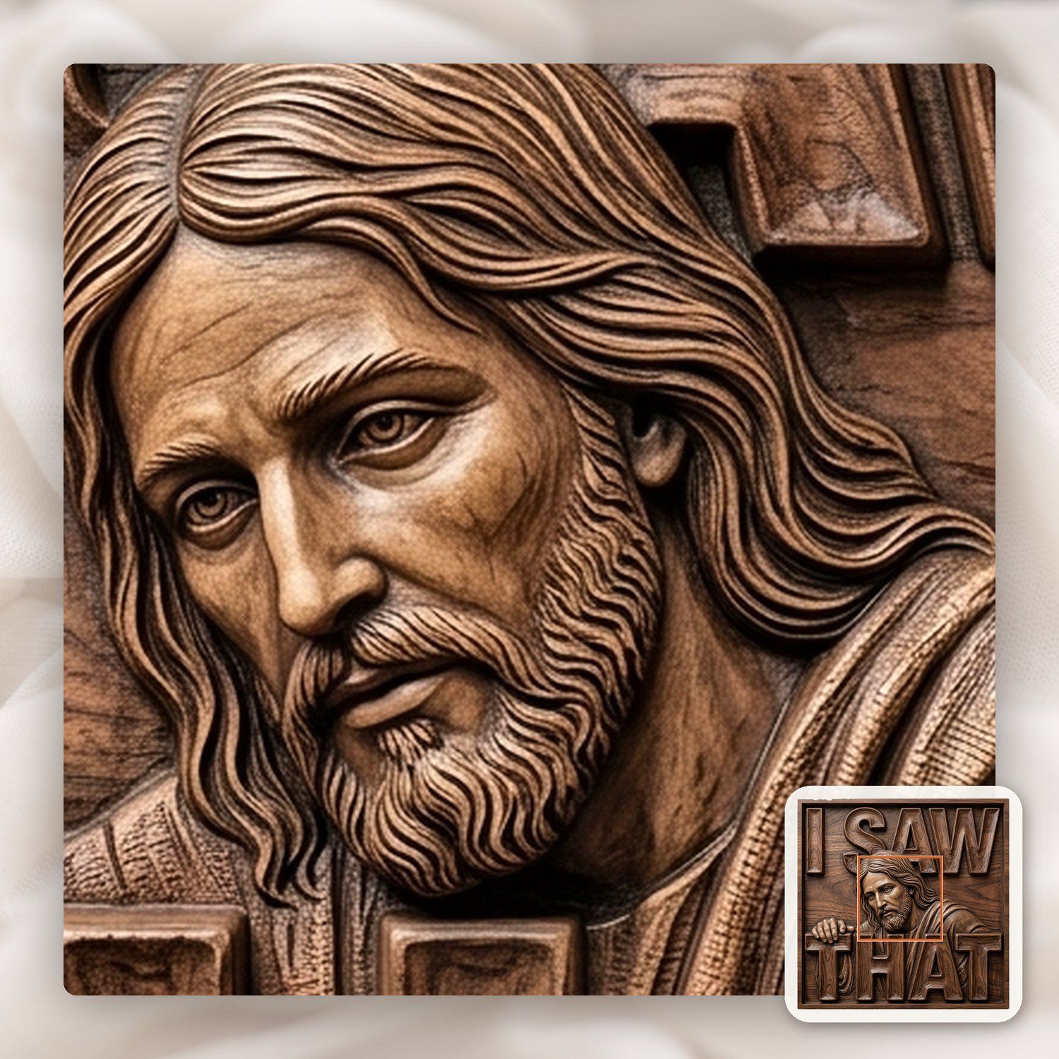 I Saw That Jesus Peeking Over Sign CNC Relief STL bas-relief STL — view 11