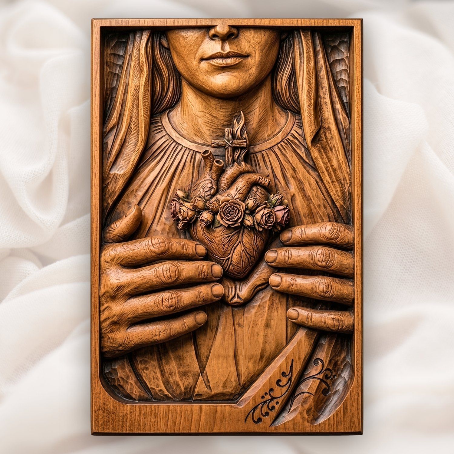 Immaculate Heart Mary CNC Relief STL bas-relief STL design