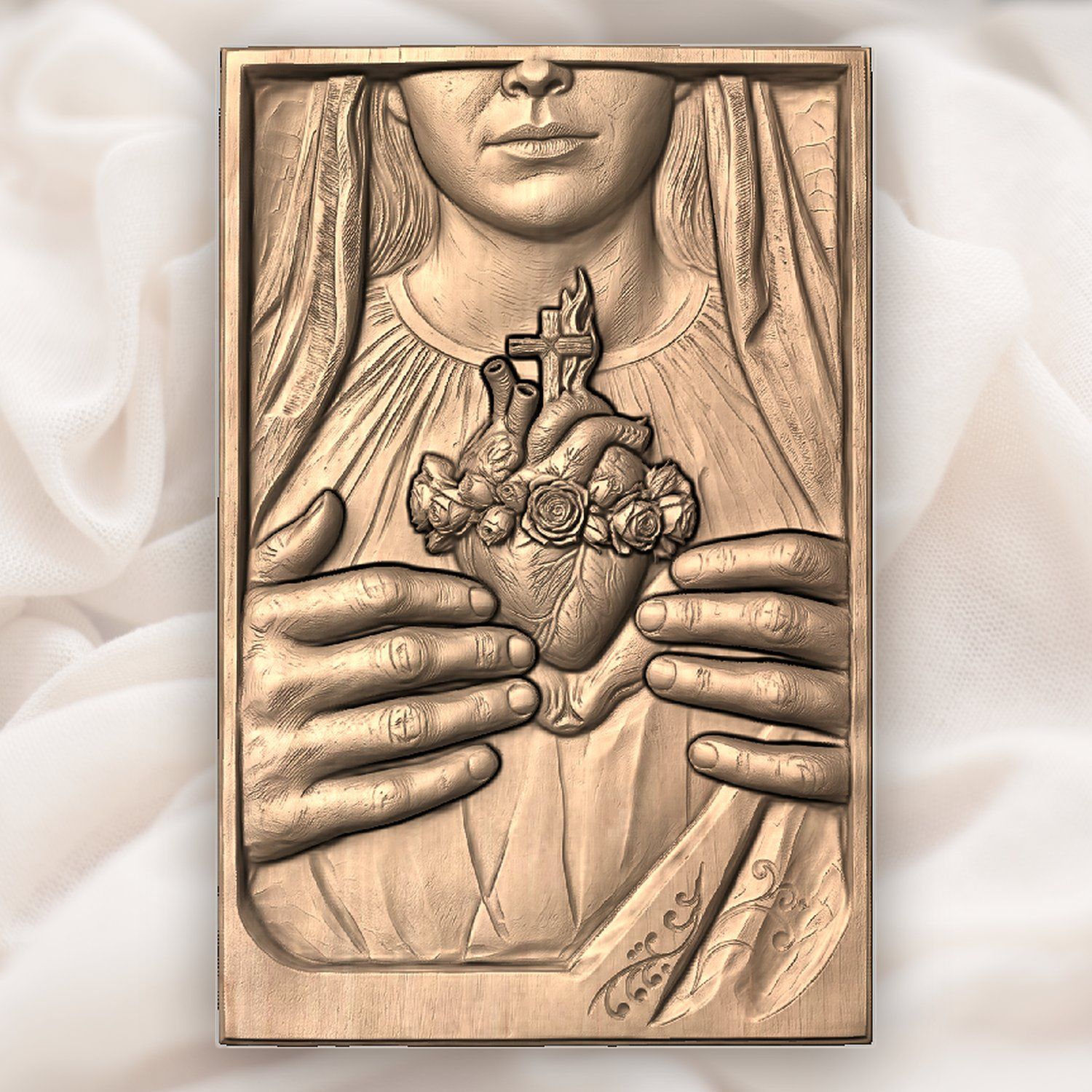 Immaculate Heart Mary CNC Relief STL bas-relief STL — view 5