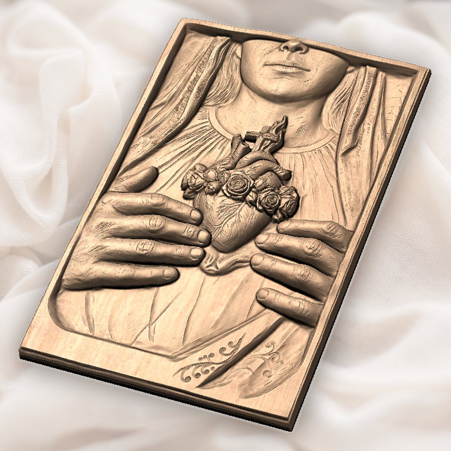 Immaculate Heart Mary CNC Relief STL bas-relief STL — view 6