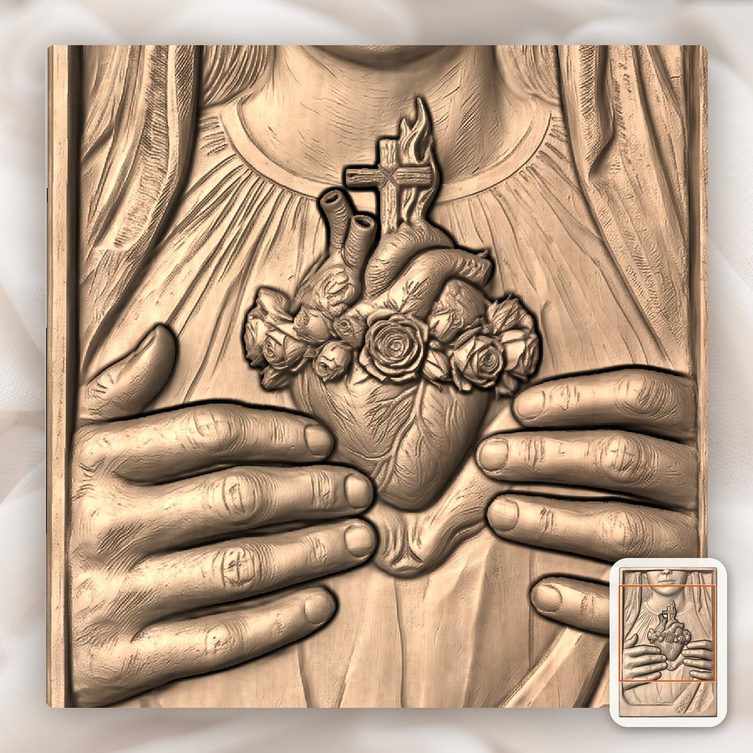 Immaculate Heart Mary CNC Relief STL bas-relief STL — view 7