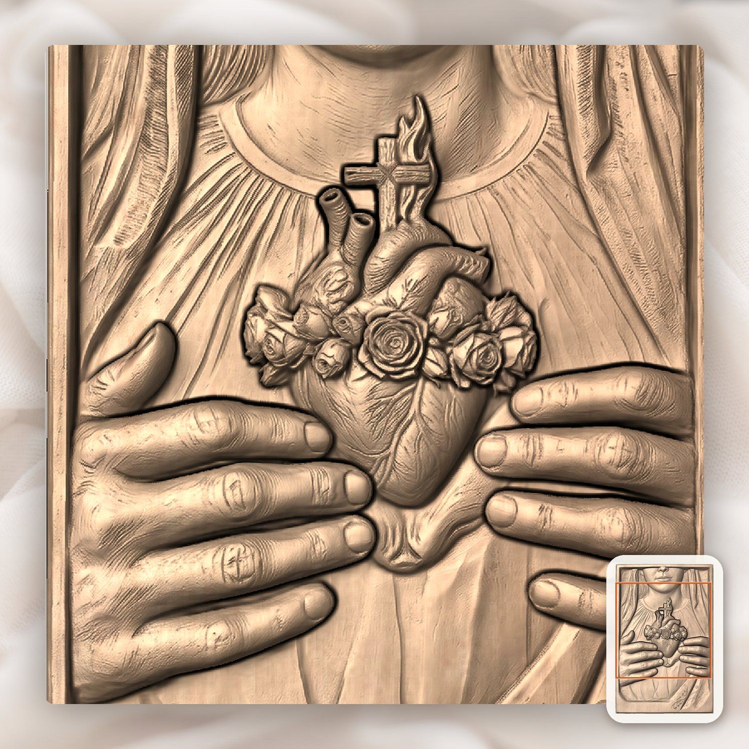 Immaculate Heart Mary CNC Relief STL bas-relief STL — view 9