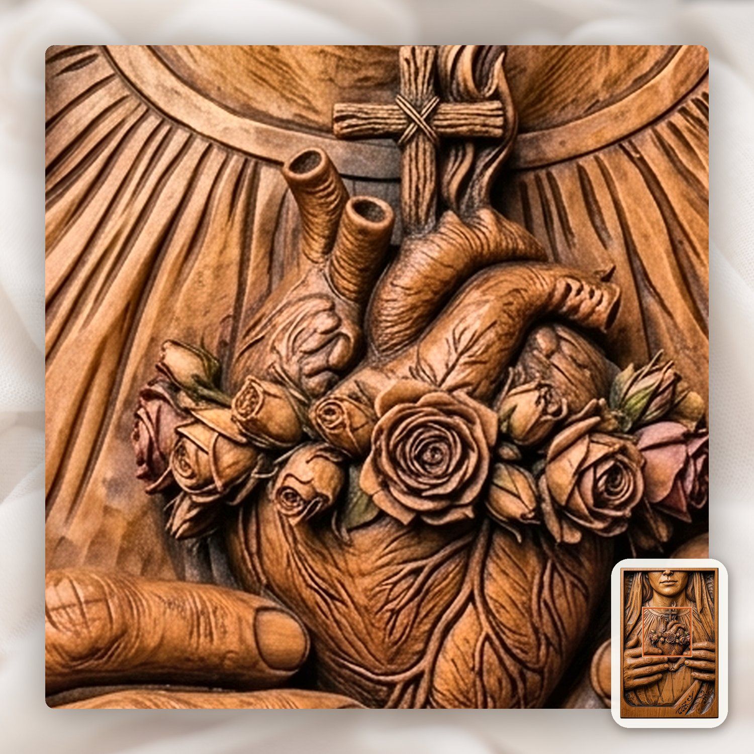 Immaculate Heart Mary CNC Relief STL bas-relief STL — view 11