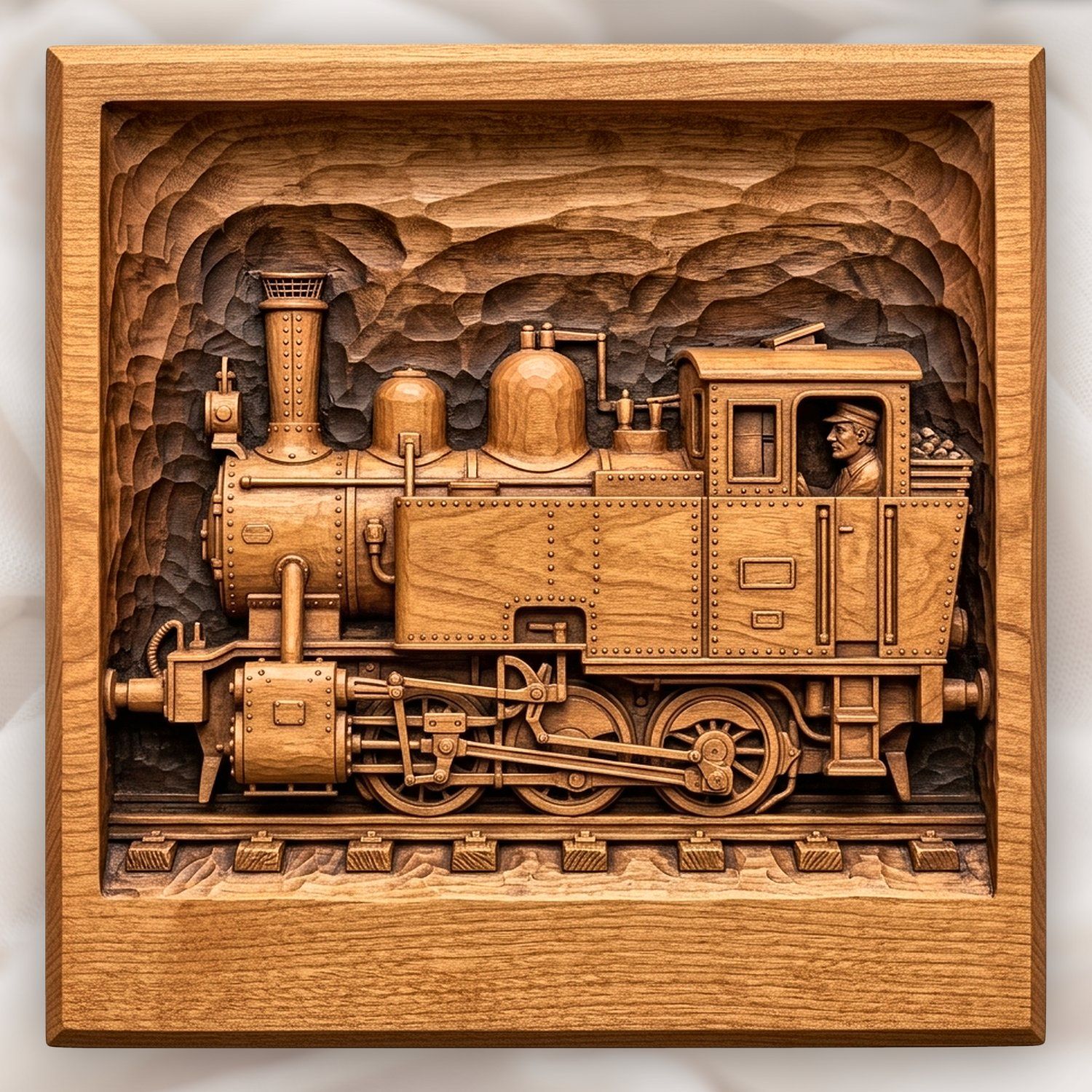 Industrial Steam Tank Locomotive CNC Relief STL bas-relief STL design