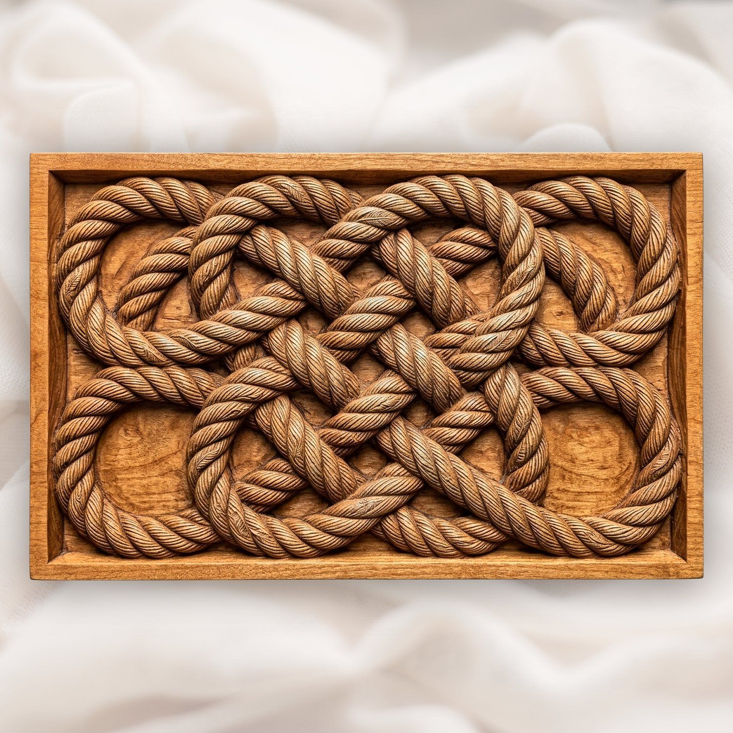 Interlaced Nautical Rope Square Knot CNC Relief STL bas-relief STL design