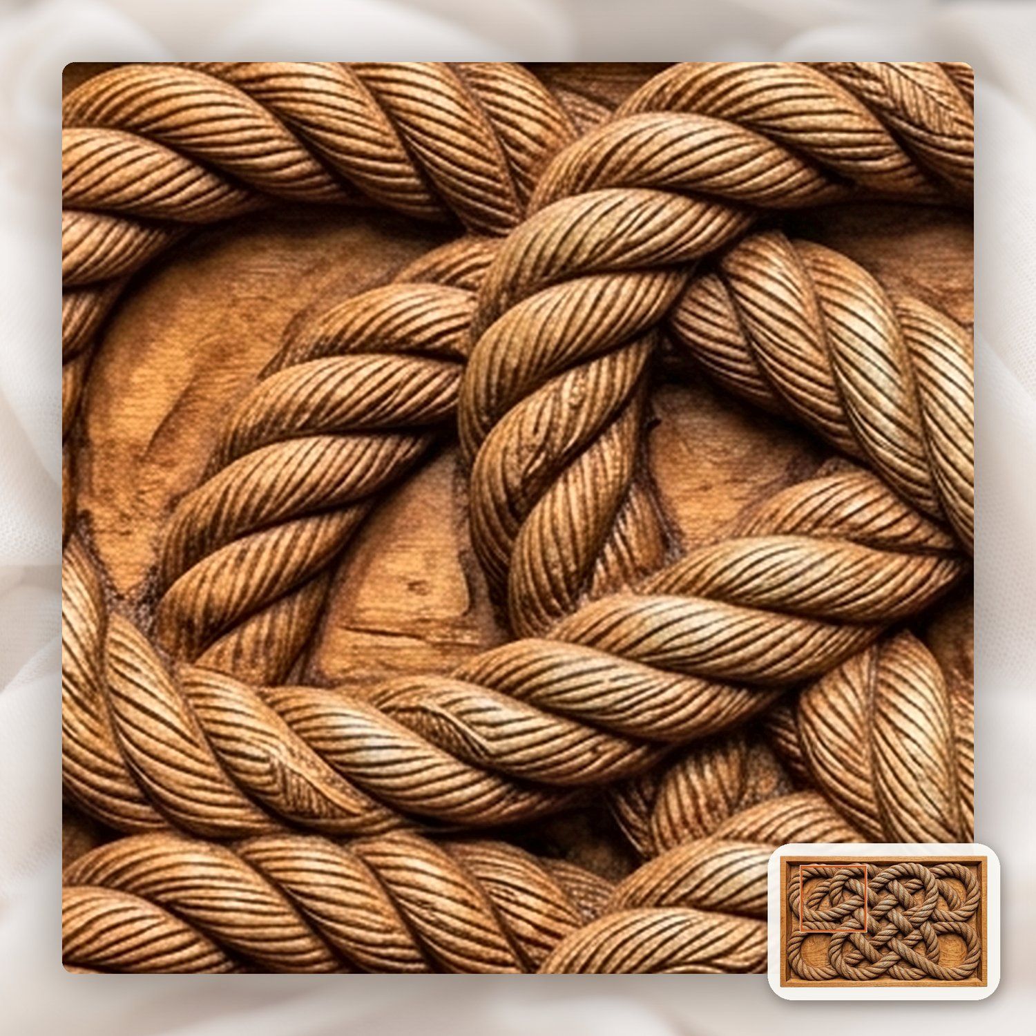 Interlaced Nautical Rope Square Knot CNC Relief STL bas-relief STL — view 11