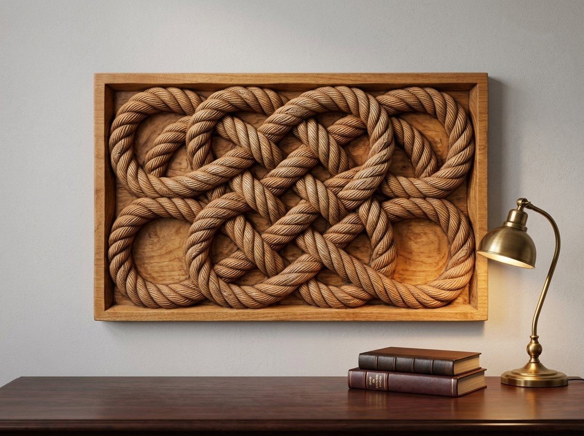 Interlaced Nautical Rope Square Knot CNC Relief STL bas-relief STL — view 12