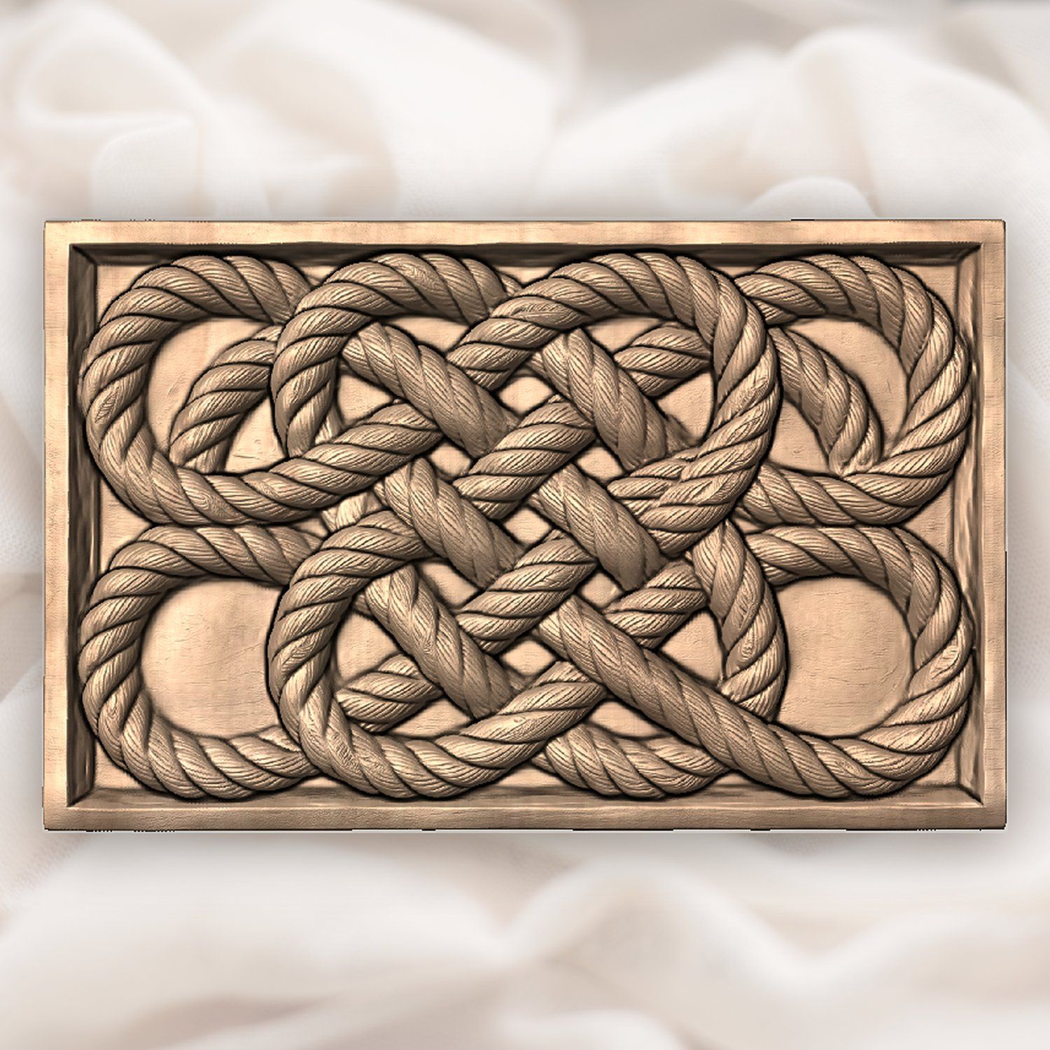 Interlaced Nautical Rope Square Knot CNC Relief STL bas-relief STL — view 4