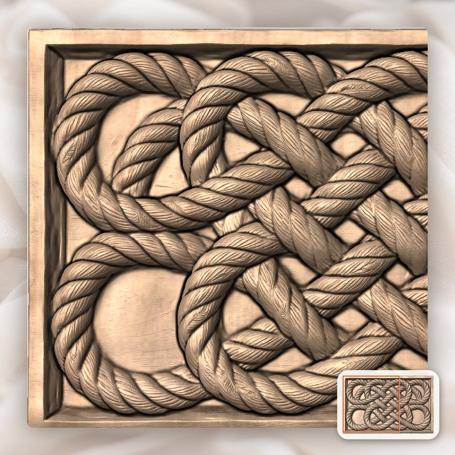 Interlaced Nautical Rope Square Knot CNC Relief STL bas-relief STL — view 7